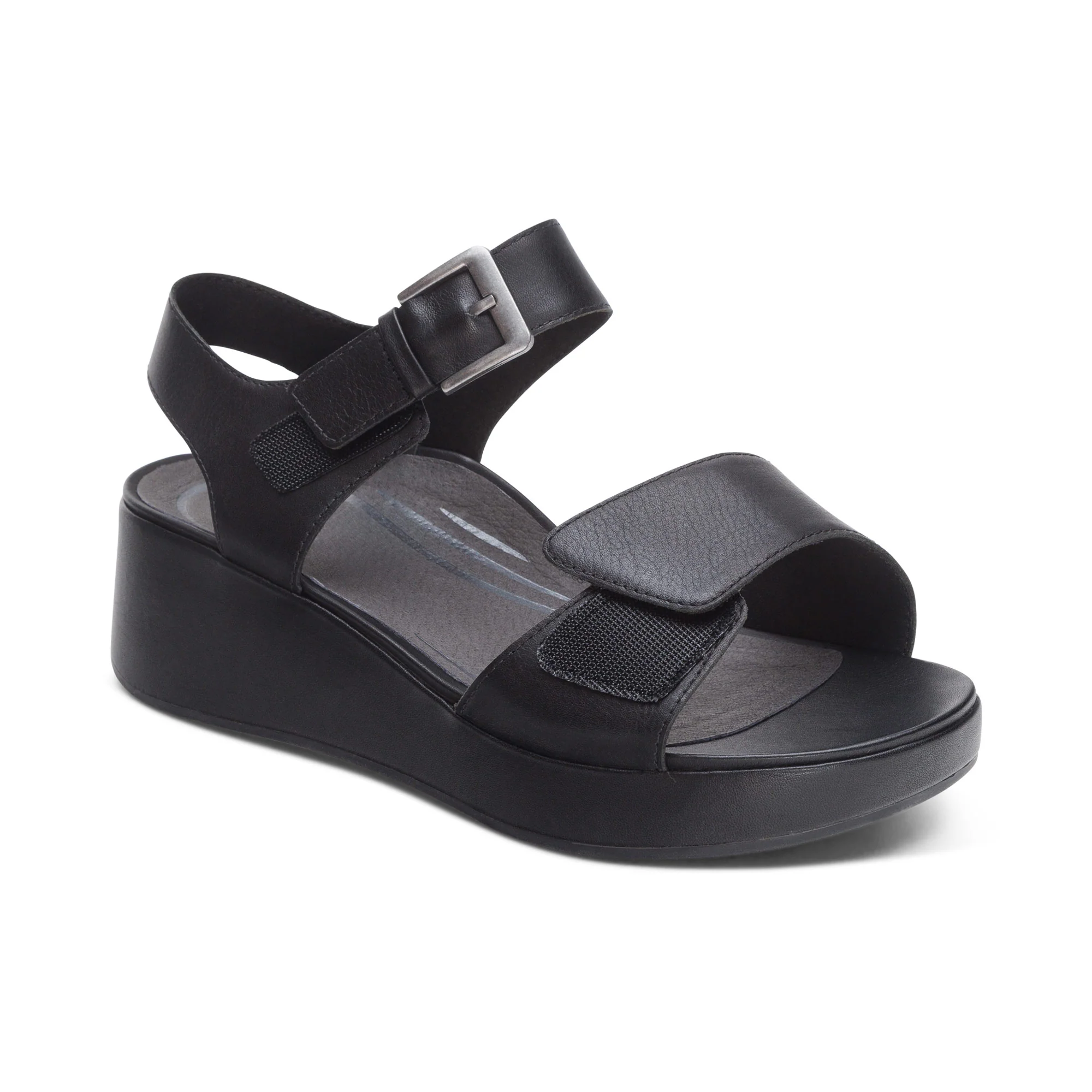 Ariel Adjustable Quarter Strap Wedge - Black - Image 7