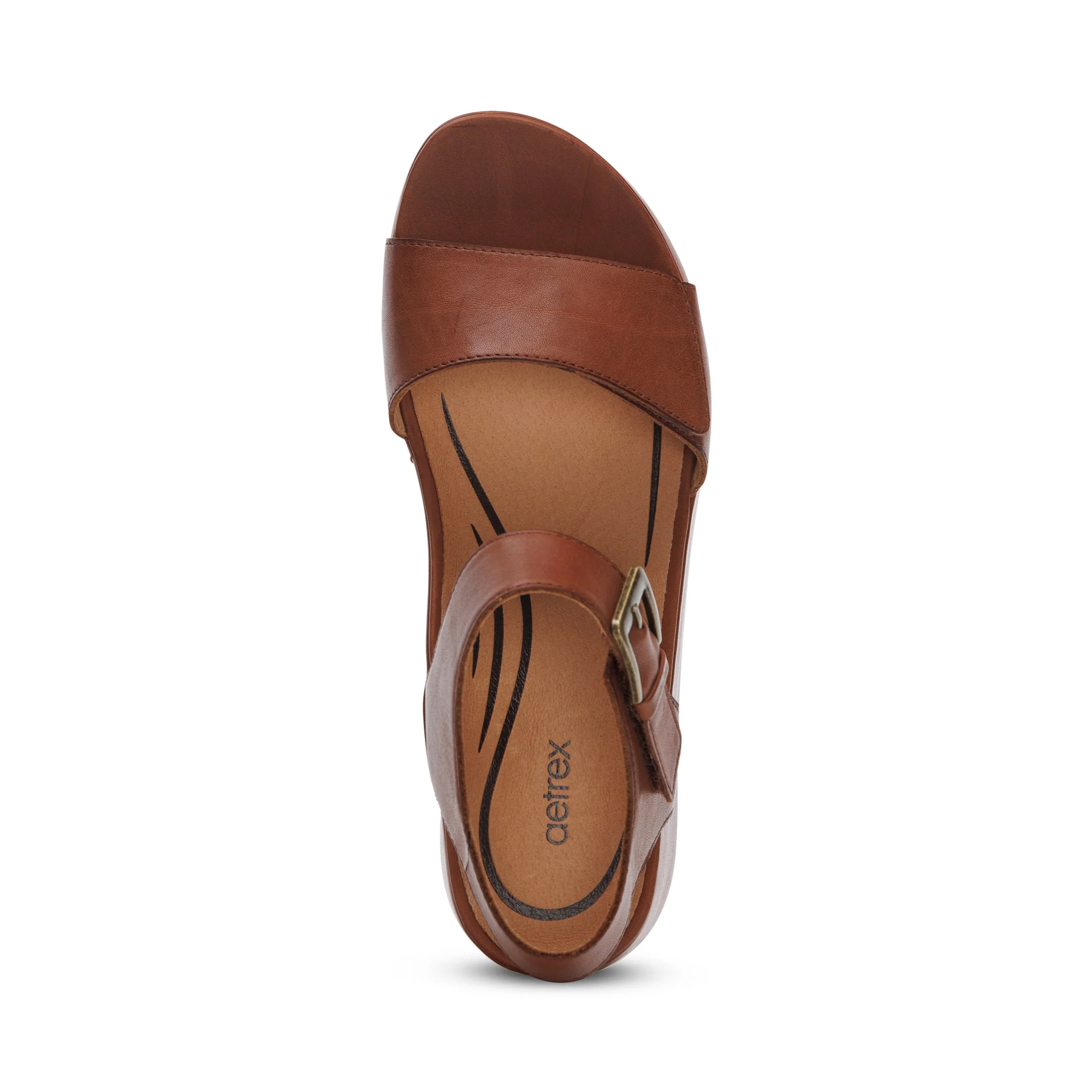 Ariel Adjustable Quarter Strap Wedge - Dark Brown - Image 5