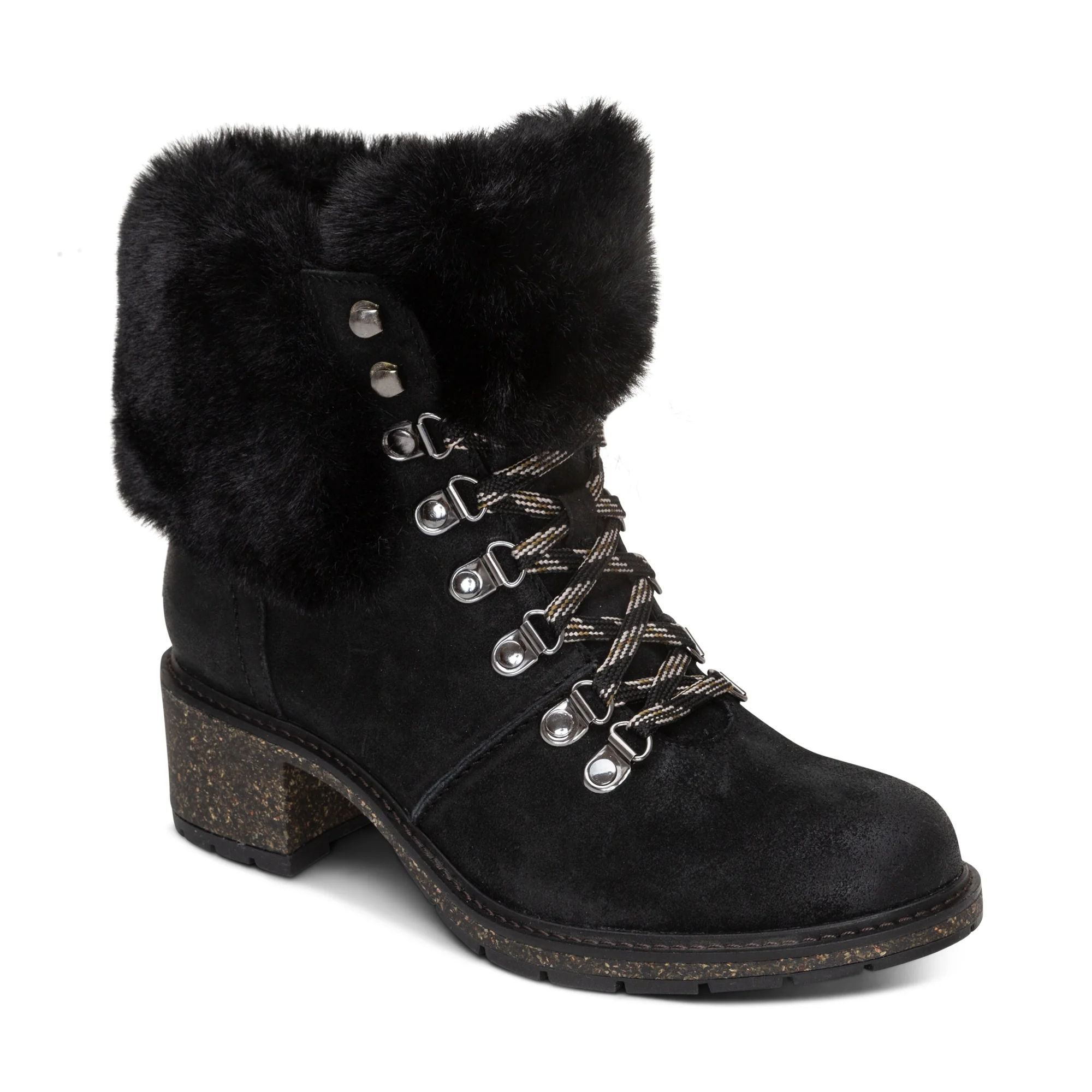 Brooklyn Fur Lace-Up Boot - Black - Image 6