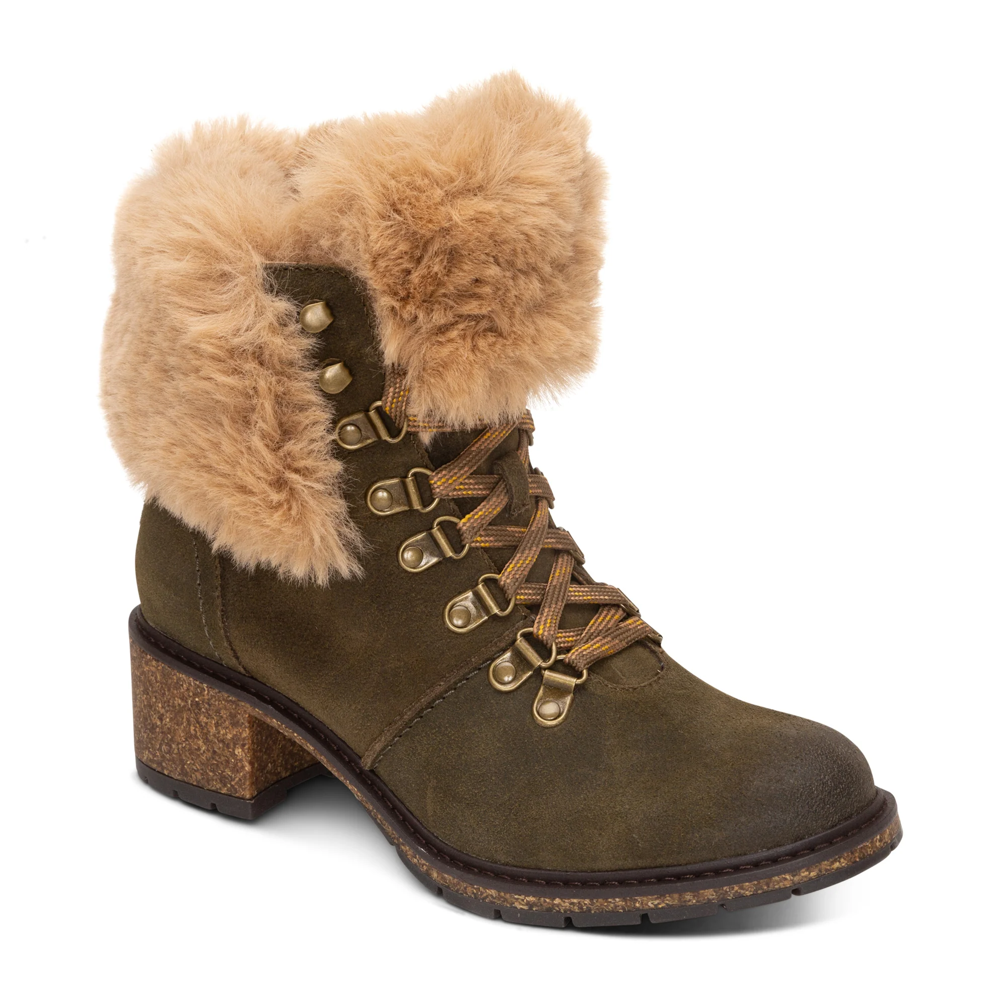 Brooklyn Fur Lace-Up Boot - Khaki - Image 6