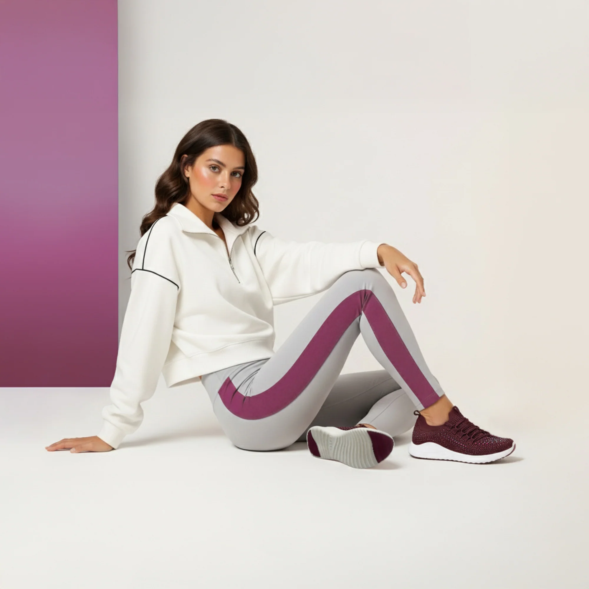 Carly Arch Support Sneaker - Wine Sparkle - Image 6