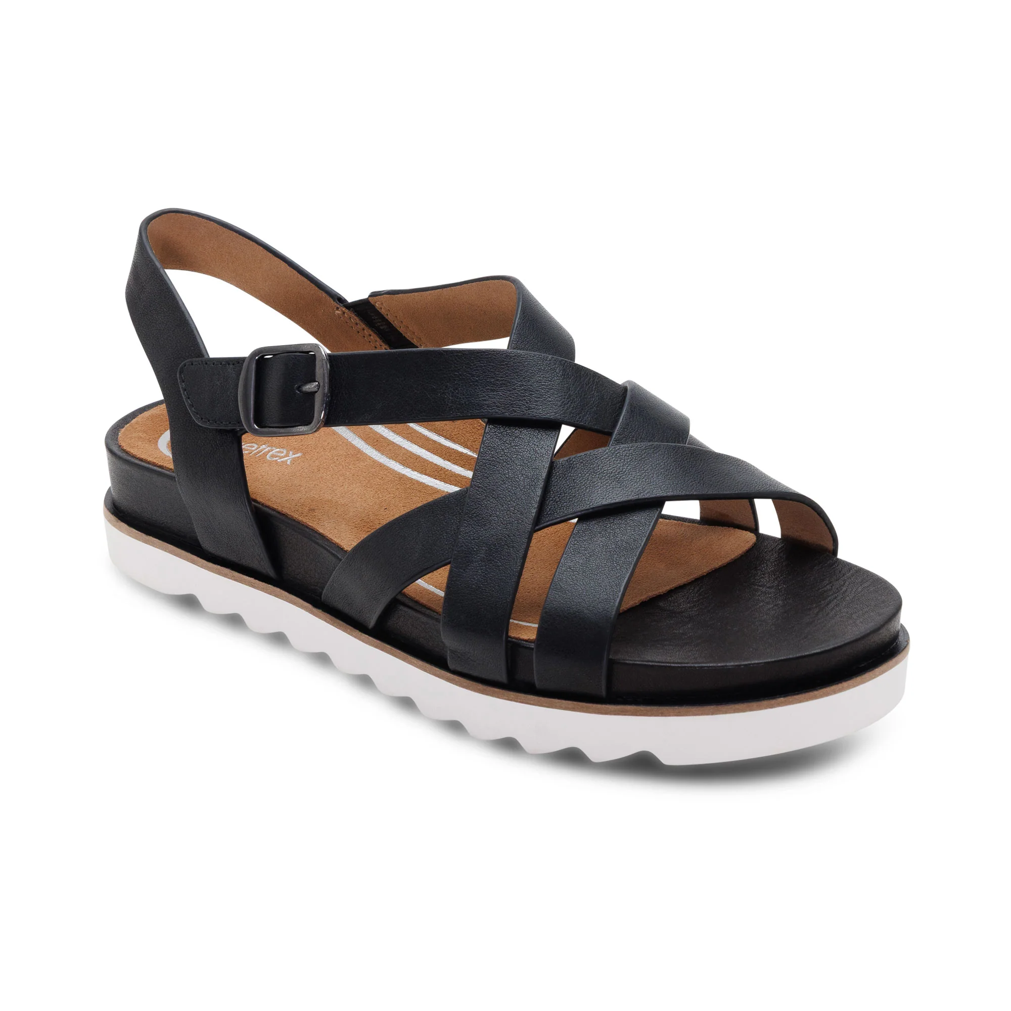 Carmen Cross Band Adjustable Sandal - Black