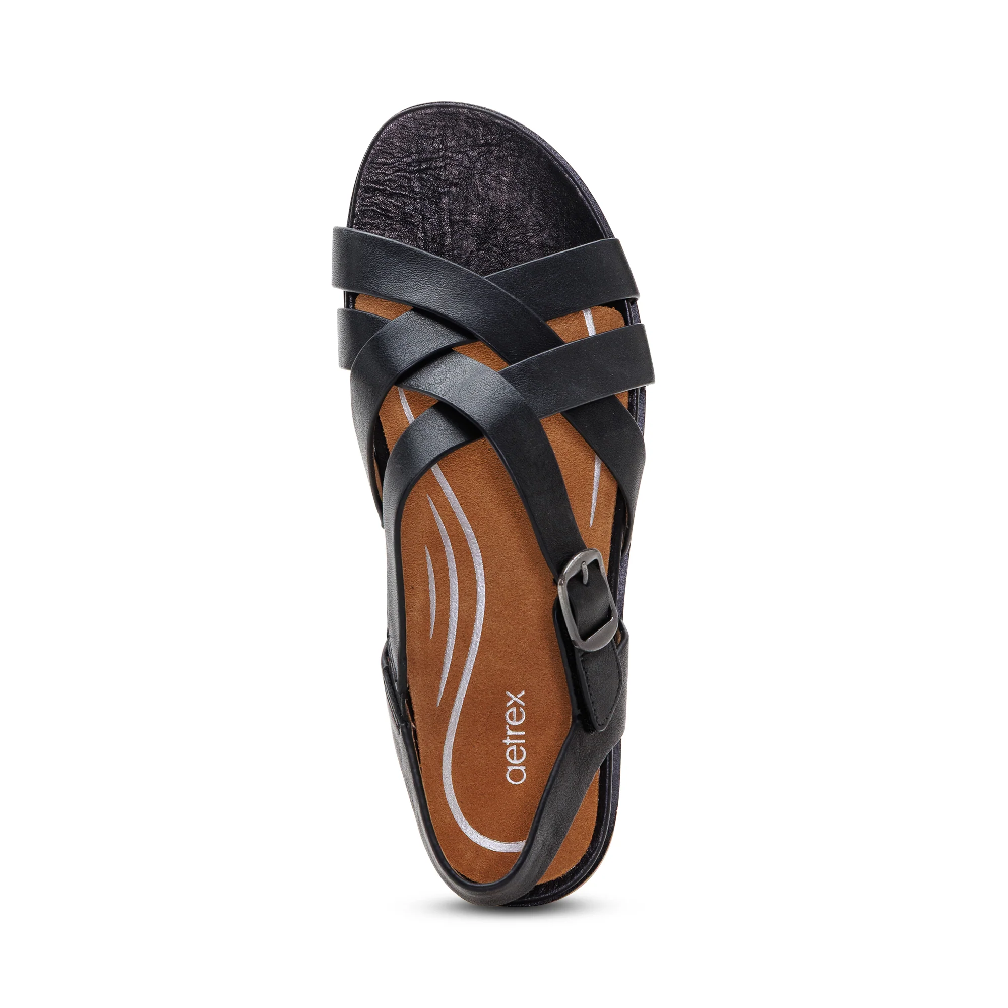 Carmen Cross Band Adjustable Sandal - Black - Image 5
