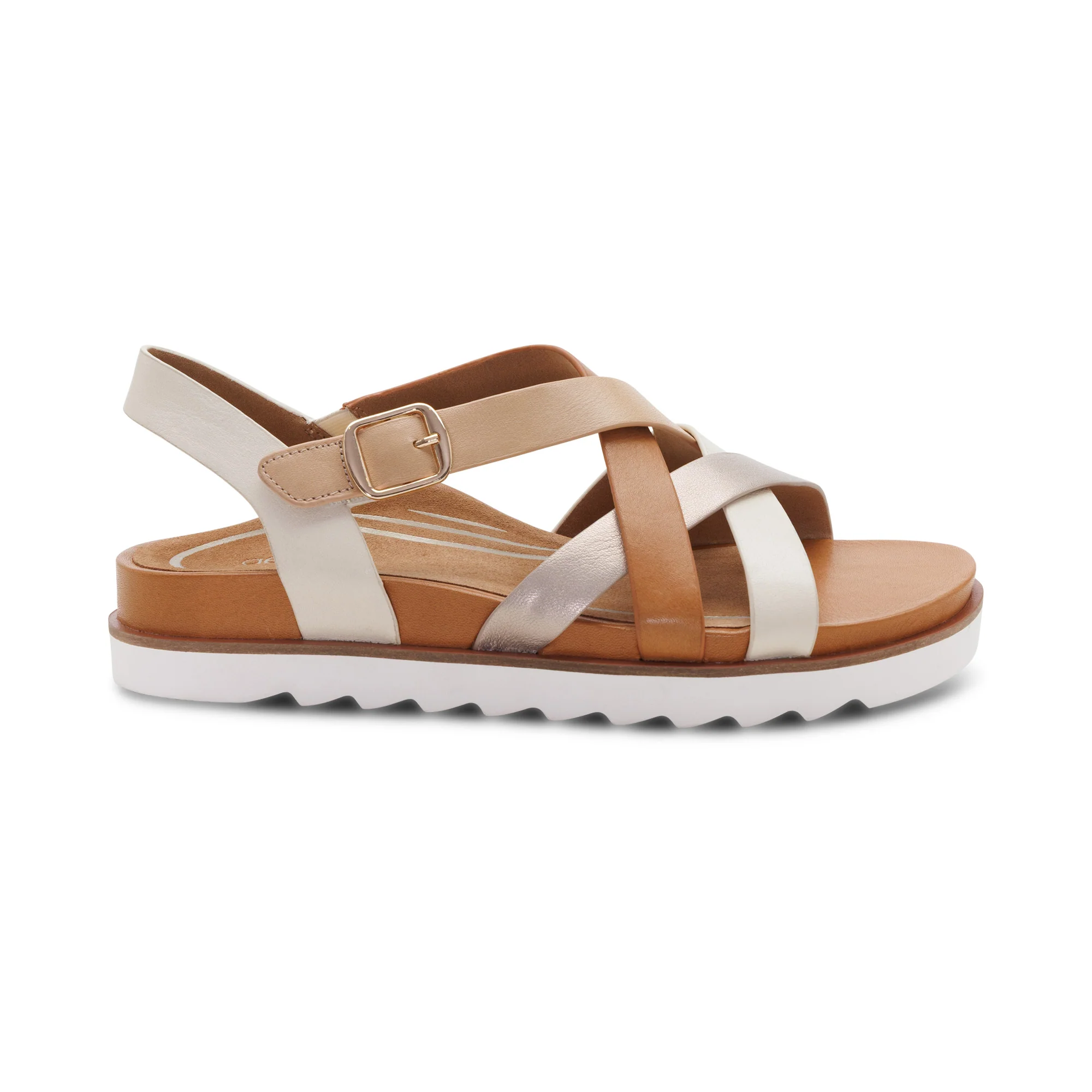 Carmen Cross Band Adjustable Sandal - Champagne Multi - Image 2