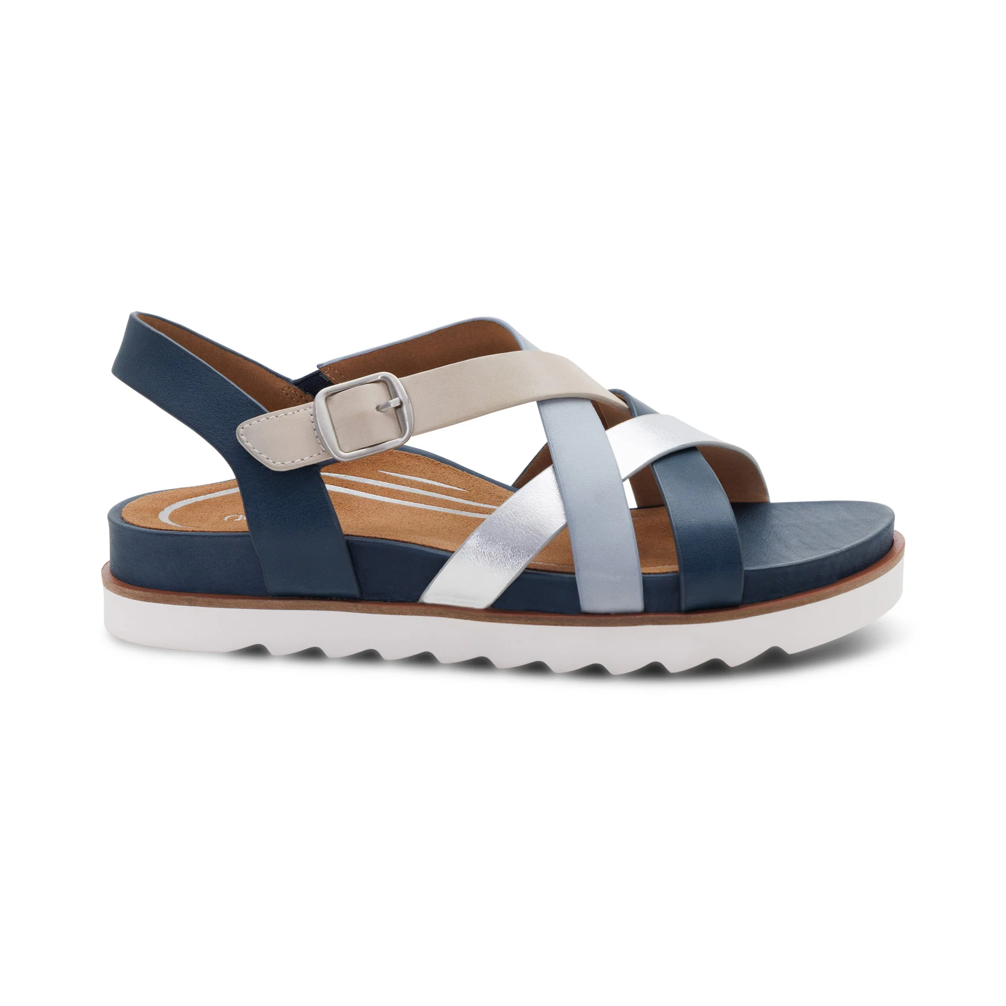 Carmen Cross Band Adjustable Sandal - Navy Multi - Image 2