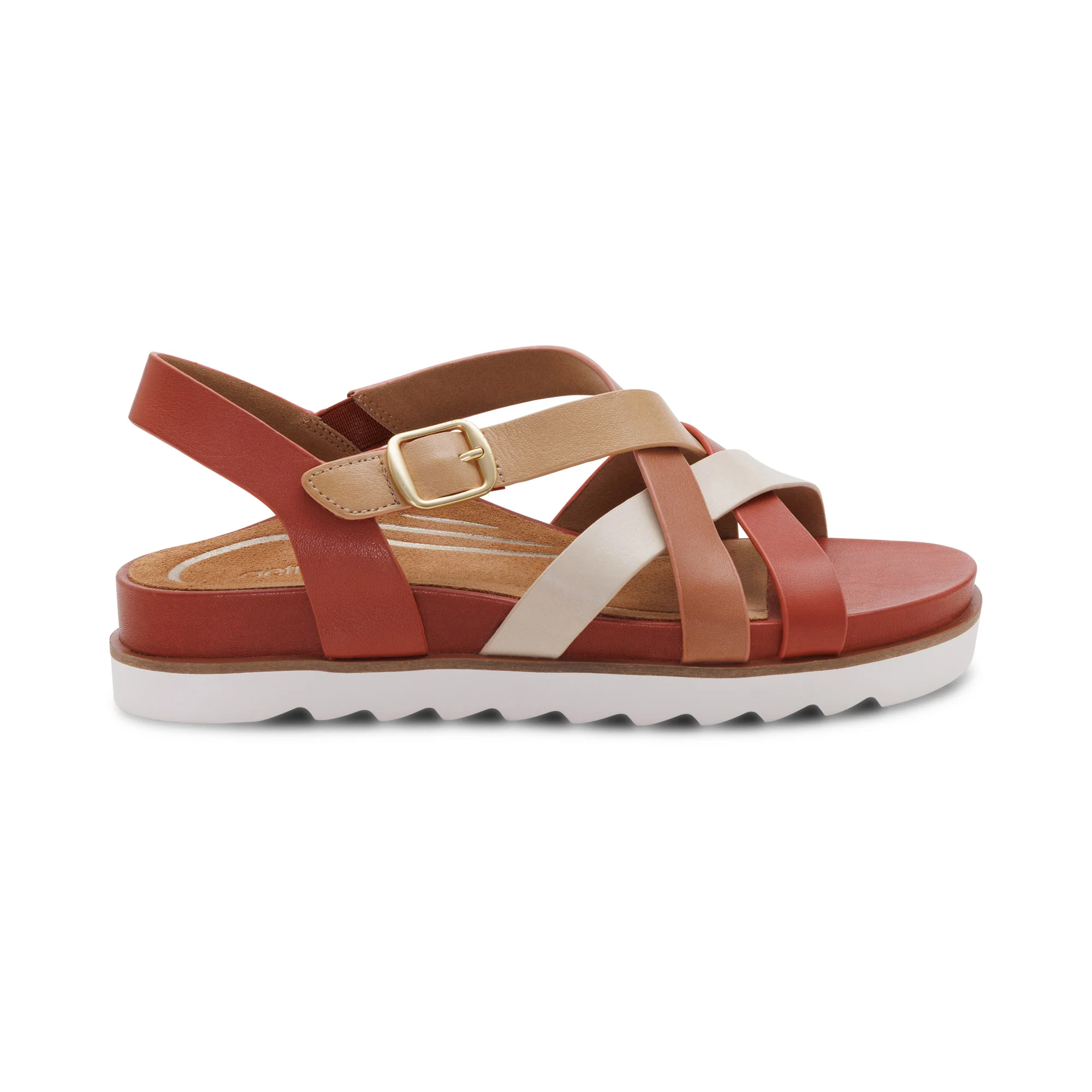 Carmen Cross Band Adjustable Sandal - Terracotta Multi - Image 2