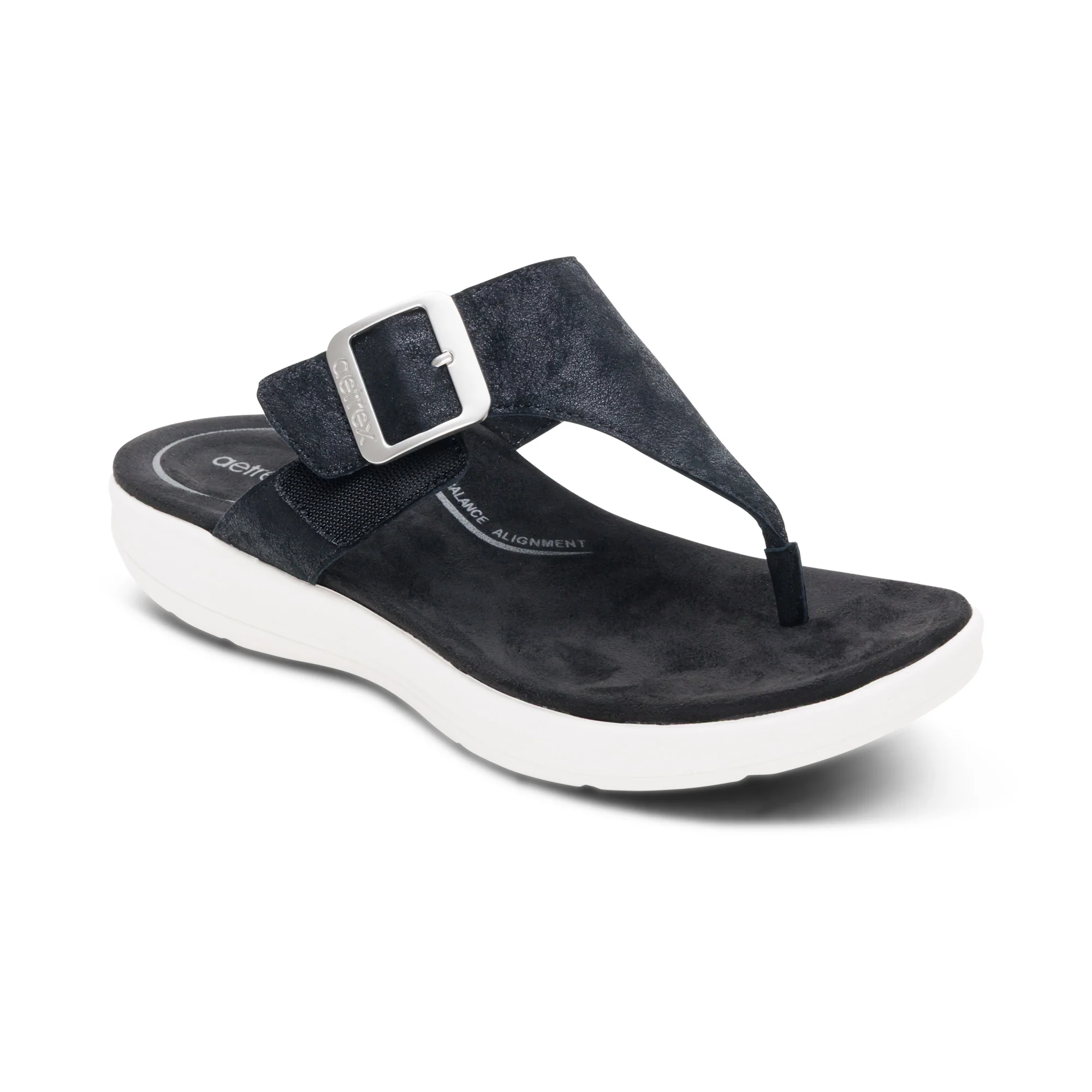 Donna Adjustable Thong Sandal - Black - Image 7