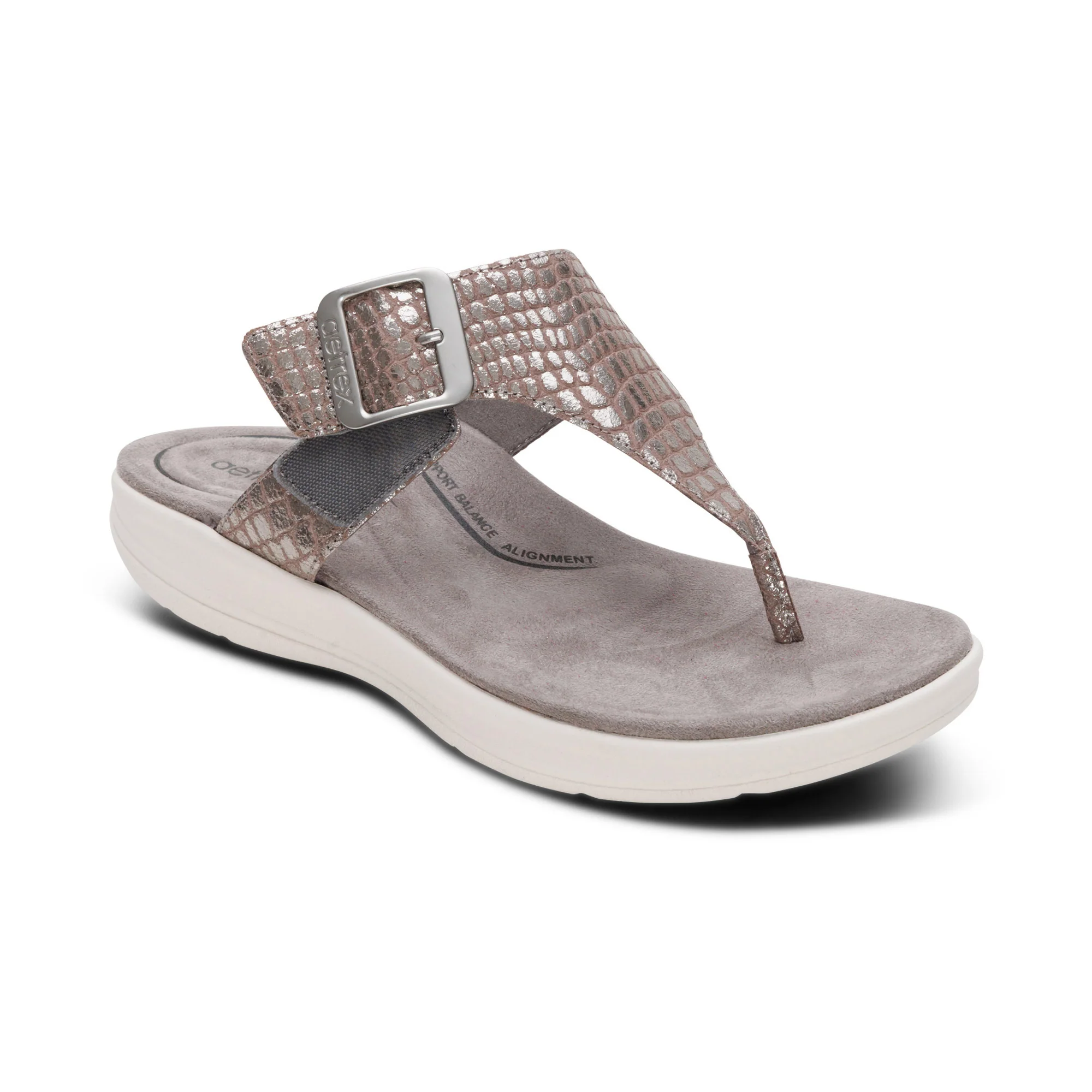 Donna Adjustable Thong Sandal - Pewter Metallic - Image 7