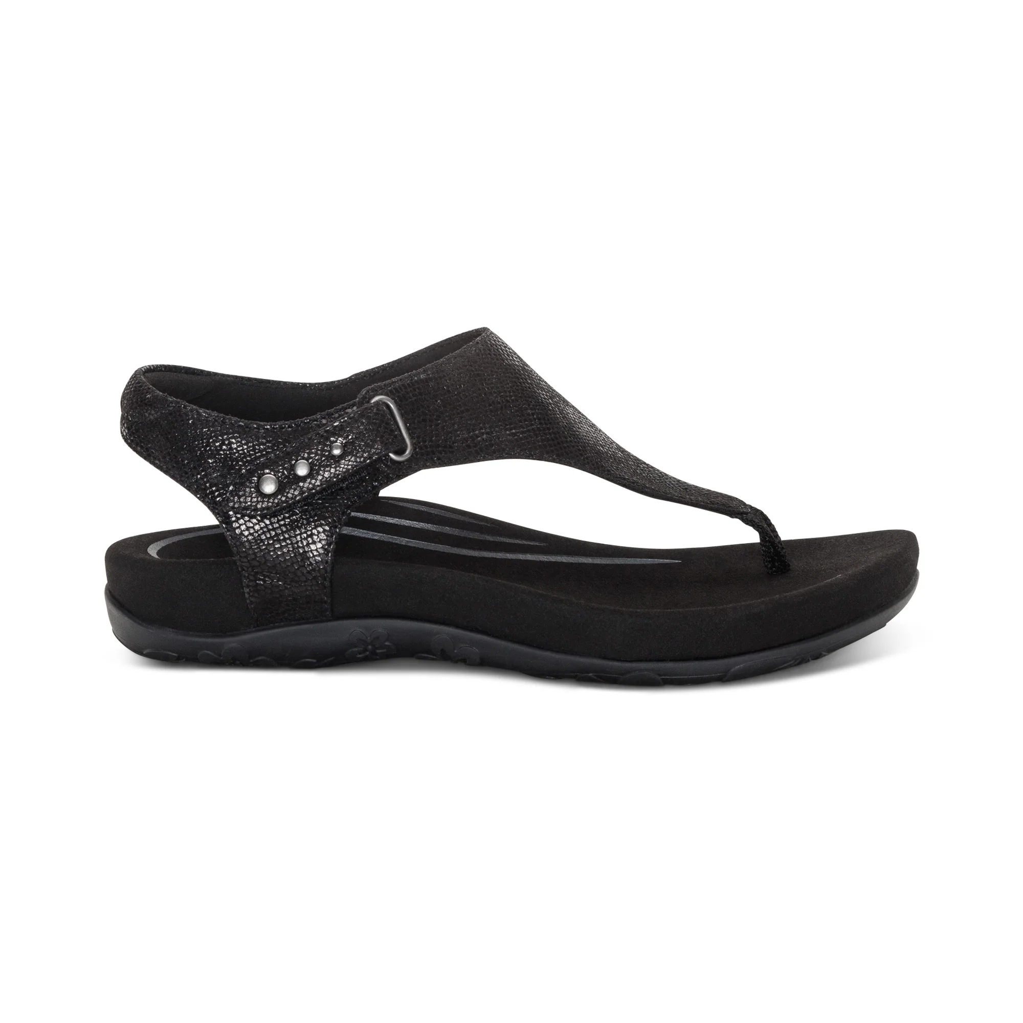 Ellie Adjustable Quarter Strap Thong Sandal - Black - Image 2