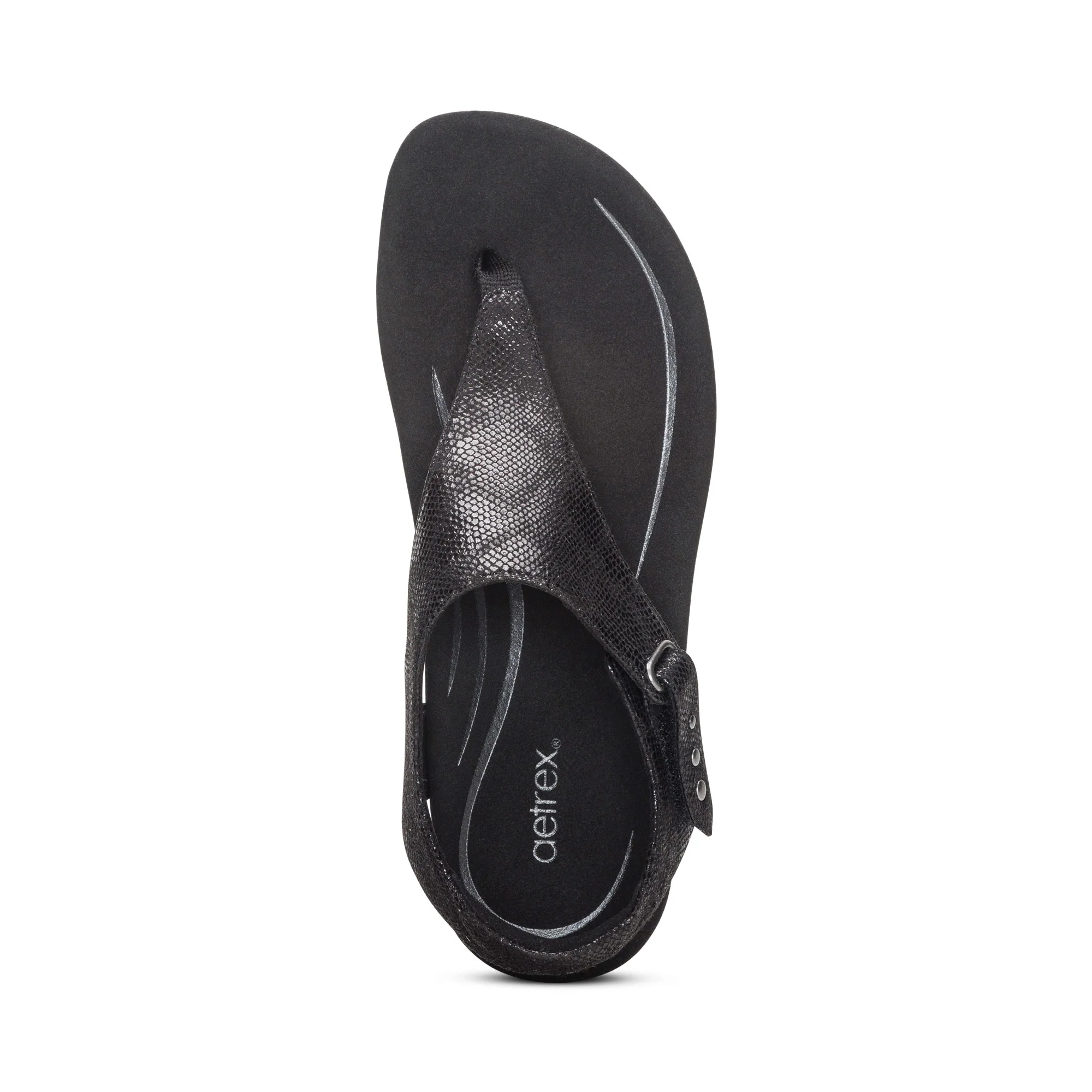 Ellie Adjustable Quarter Strap Thong Sandal - Black - Image 5