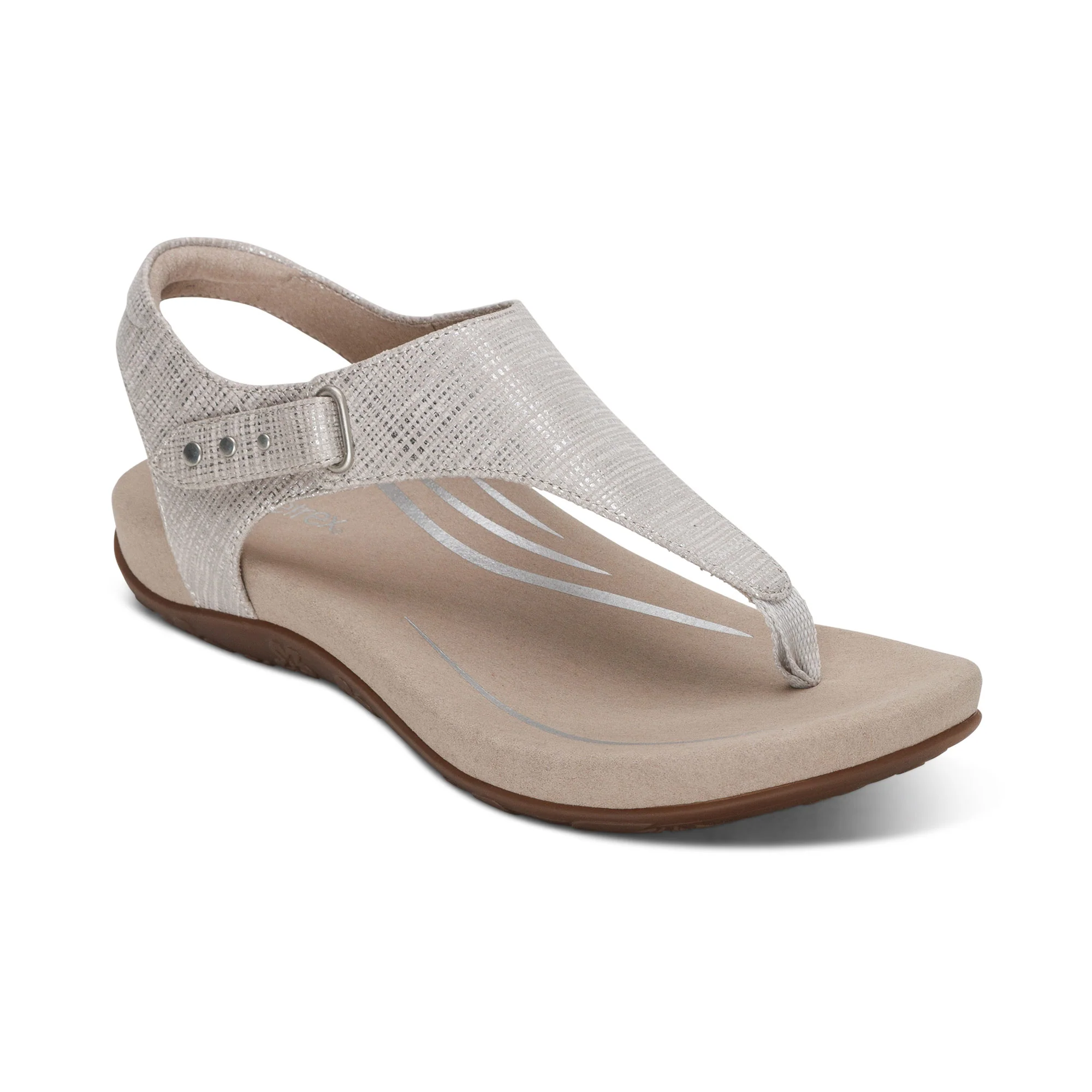 Ellie Adjustable Quarter Strap Thong Sandal - Grey