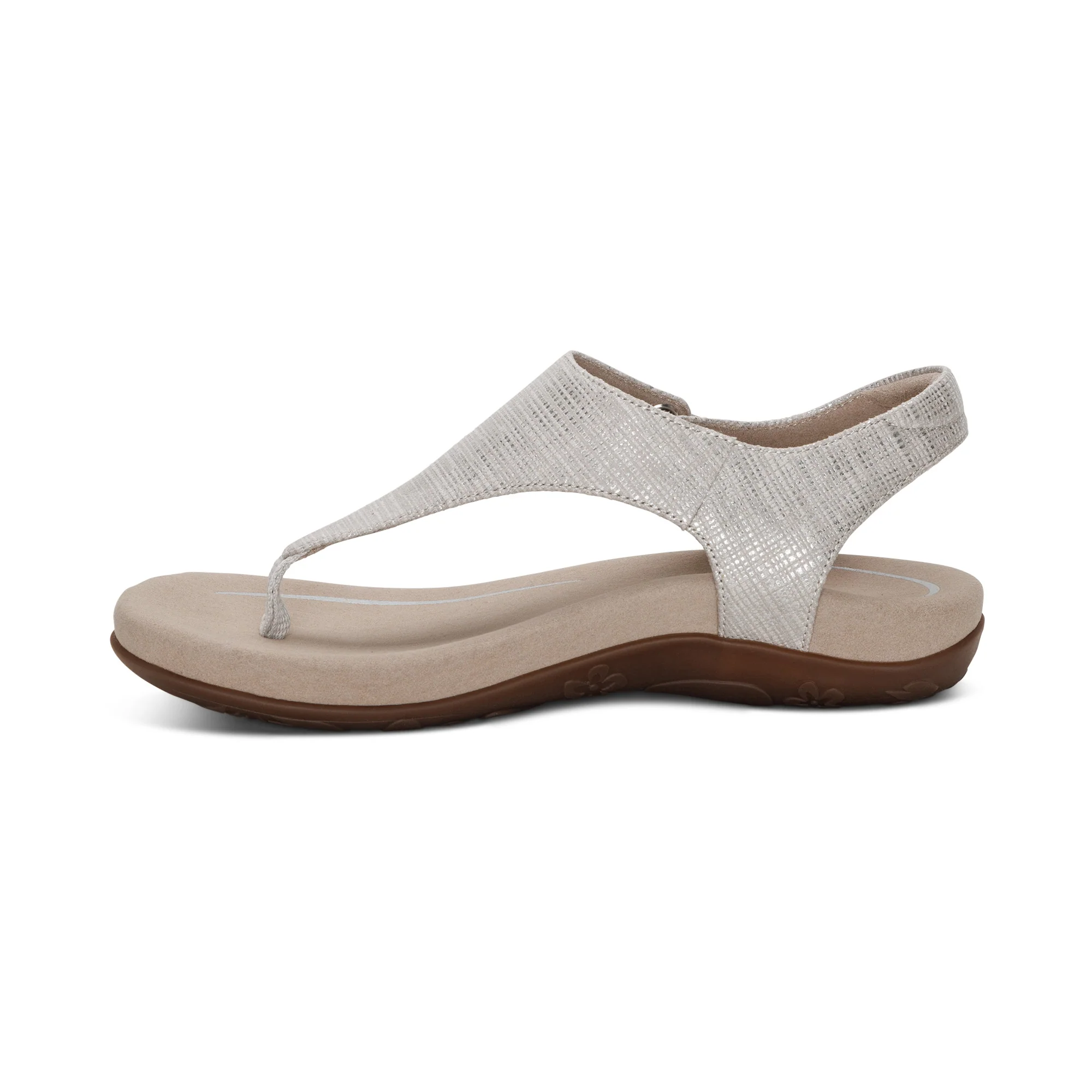 Ellie Adjustable Quarter Strap Thong Sandal - Grey - Image 4