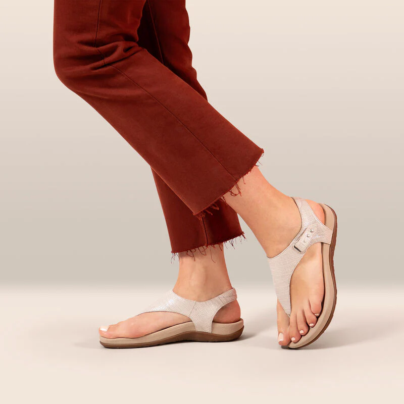 Ellie Adjustable Quarter Strap Thong Sandal - Grey - Image 9