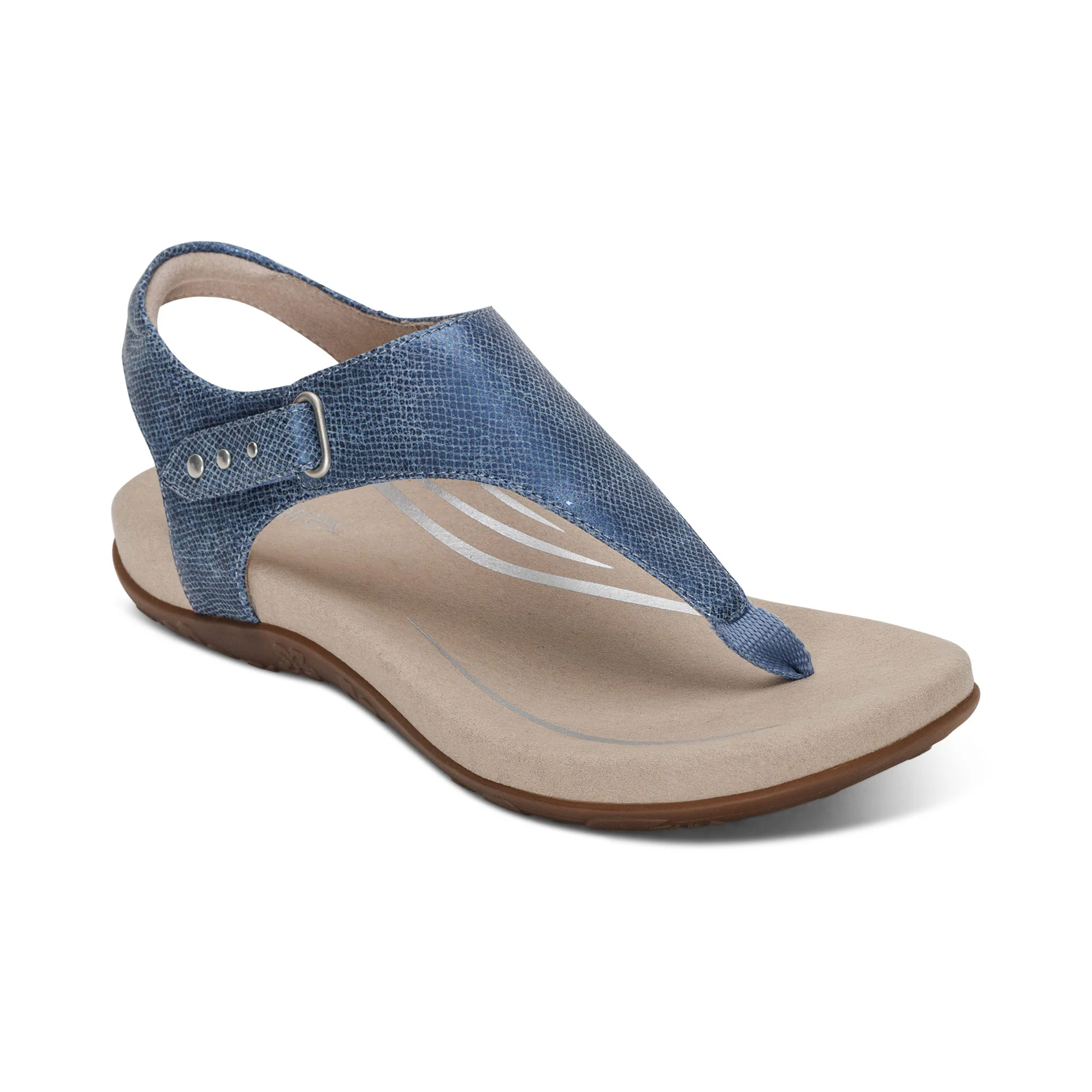 Ellie Adjustable Quarter Strap Thong Sandal - Navy