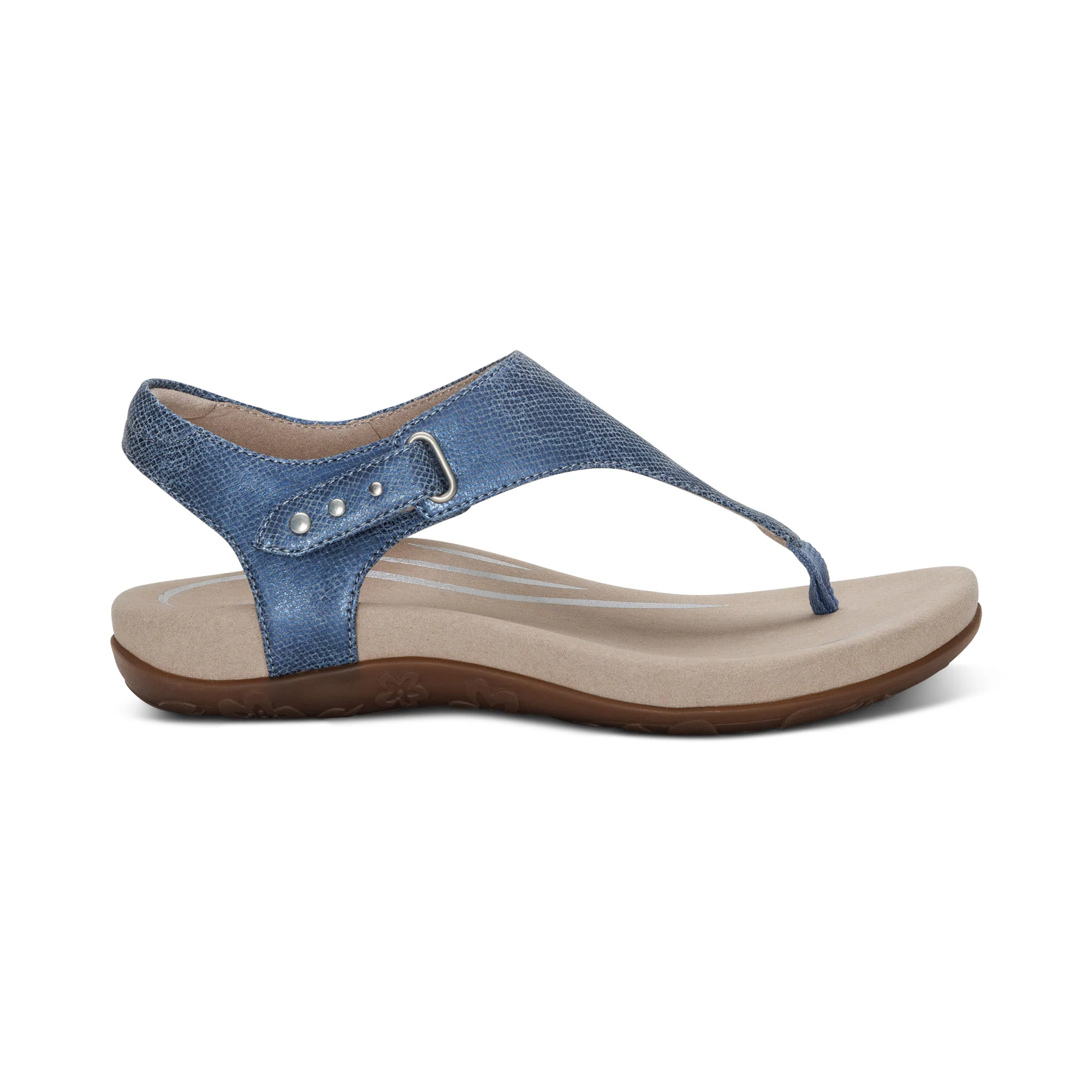 Ellie Adjustable Quarter Strap Thong Sandal - Navy - Image 2