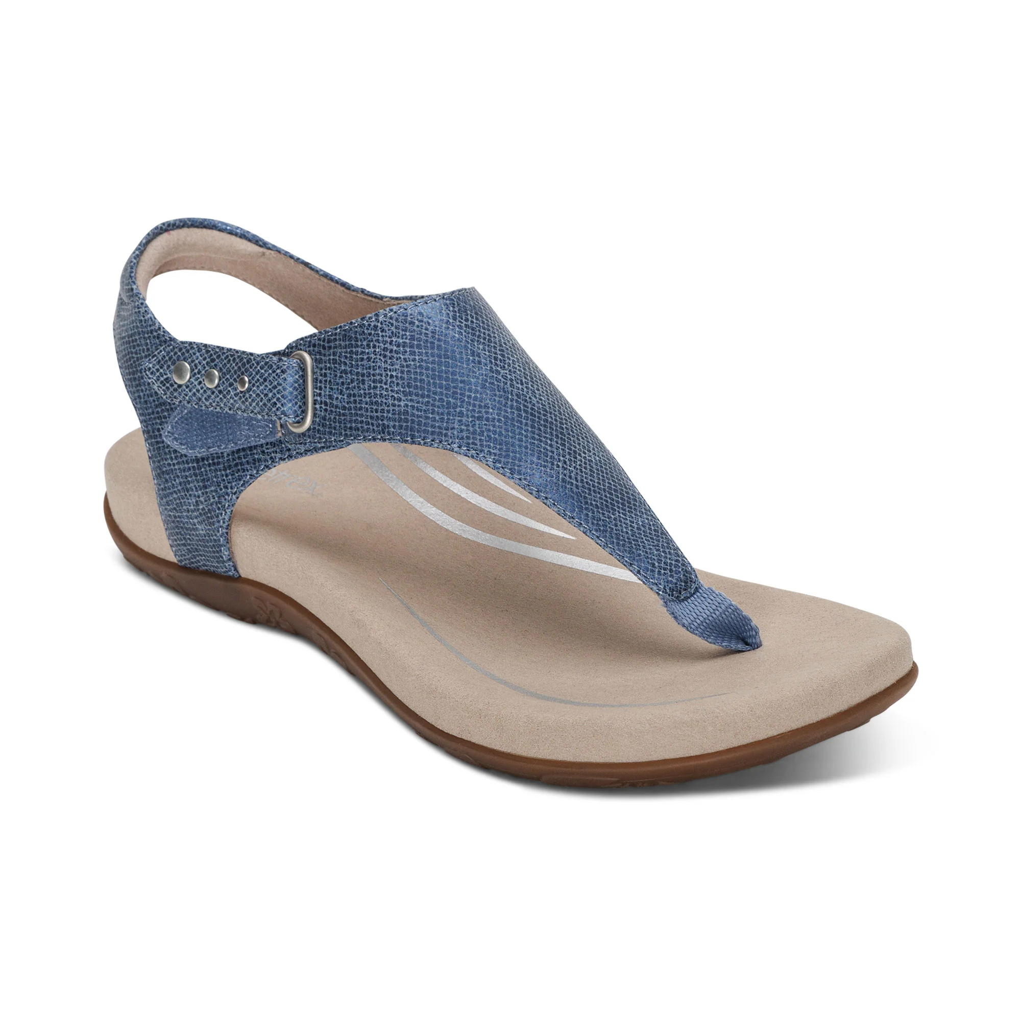 Ellie Adjustable Quarter Strap Thong Sandal - Navy - Image 7