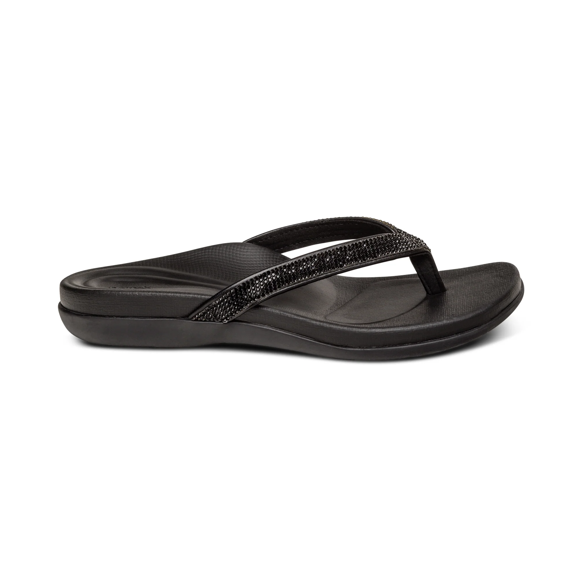 Eve Sparkly Thong Sandal - Black - Image 2