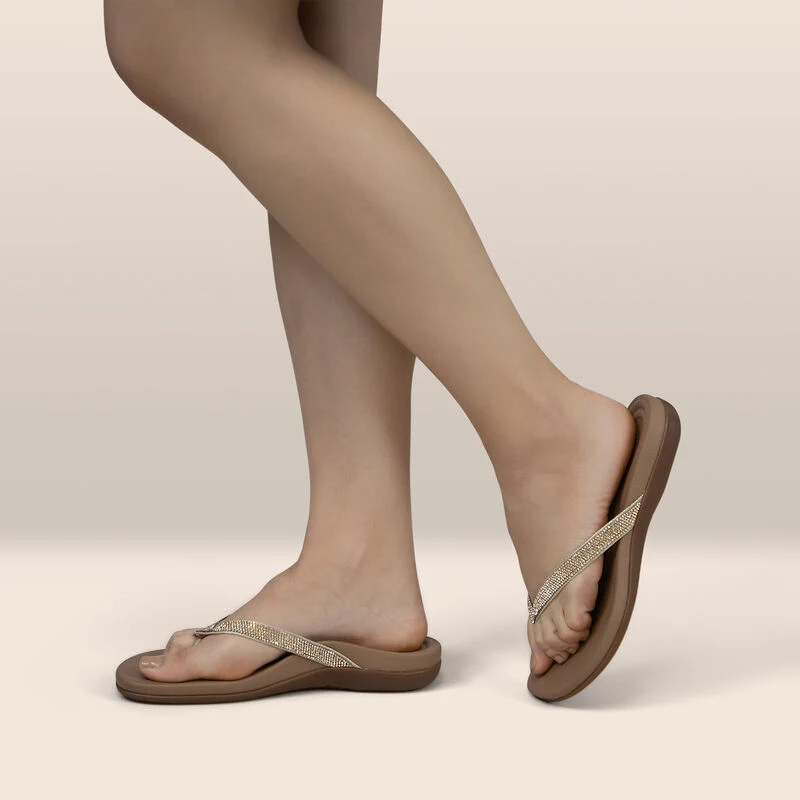 Eve Sparkly Thong Sandal - Gold - Image 8