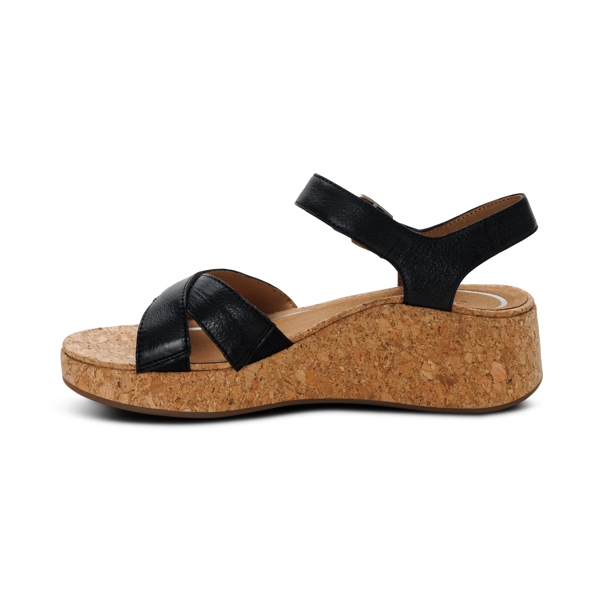 Flora Adjustable Quarter Strap Wedge - Black - Image 4