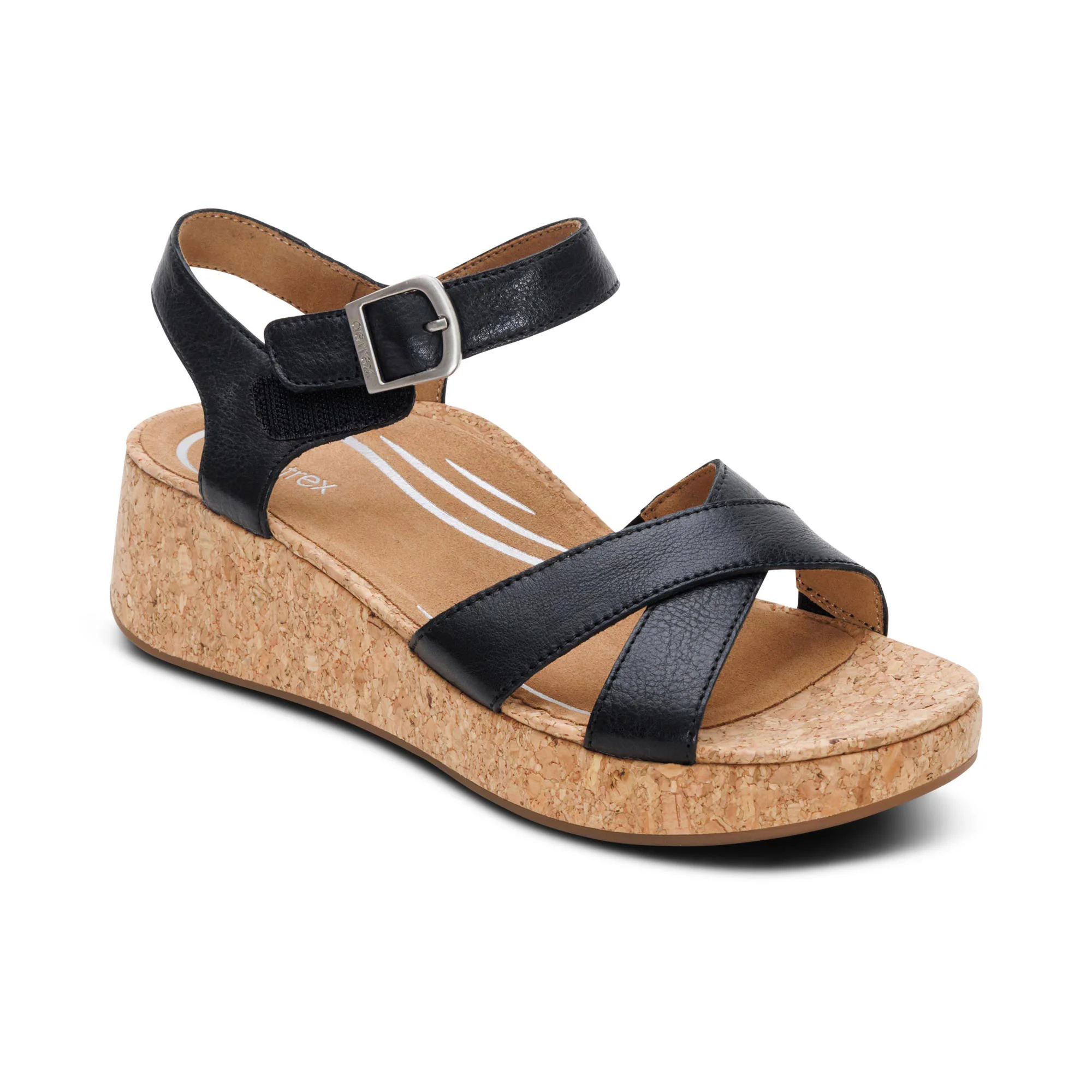 Flora Adjustable Quarter Strap Wedge - Black - Image 7