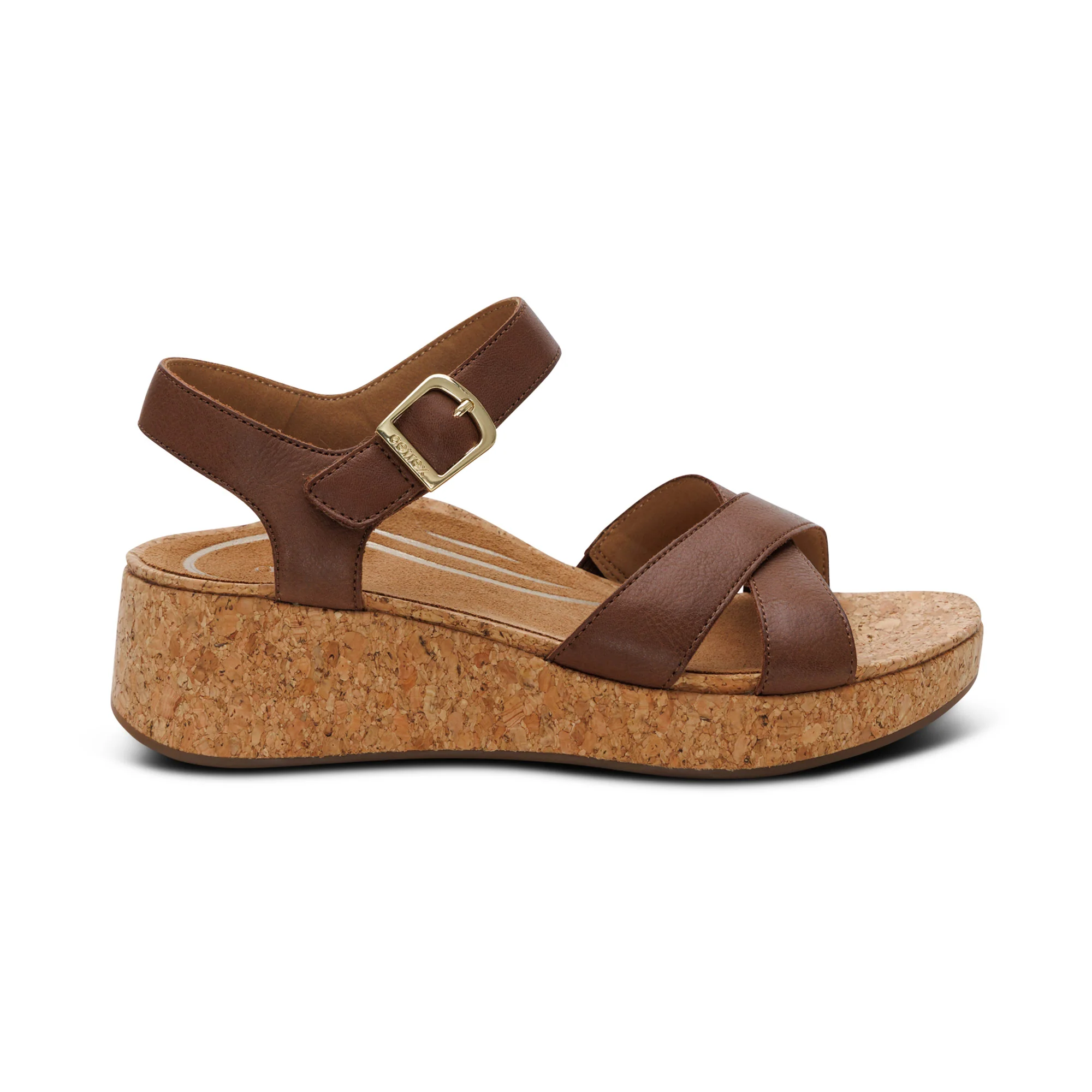 Flora Adjustable Quarter Strap Wedge - Brown - Image 2