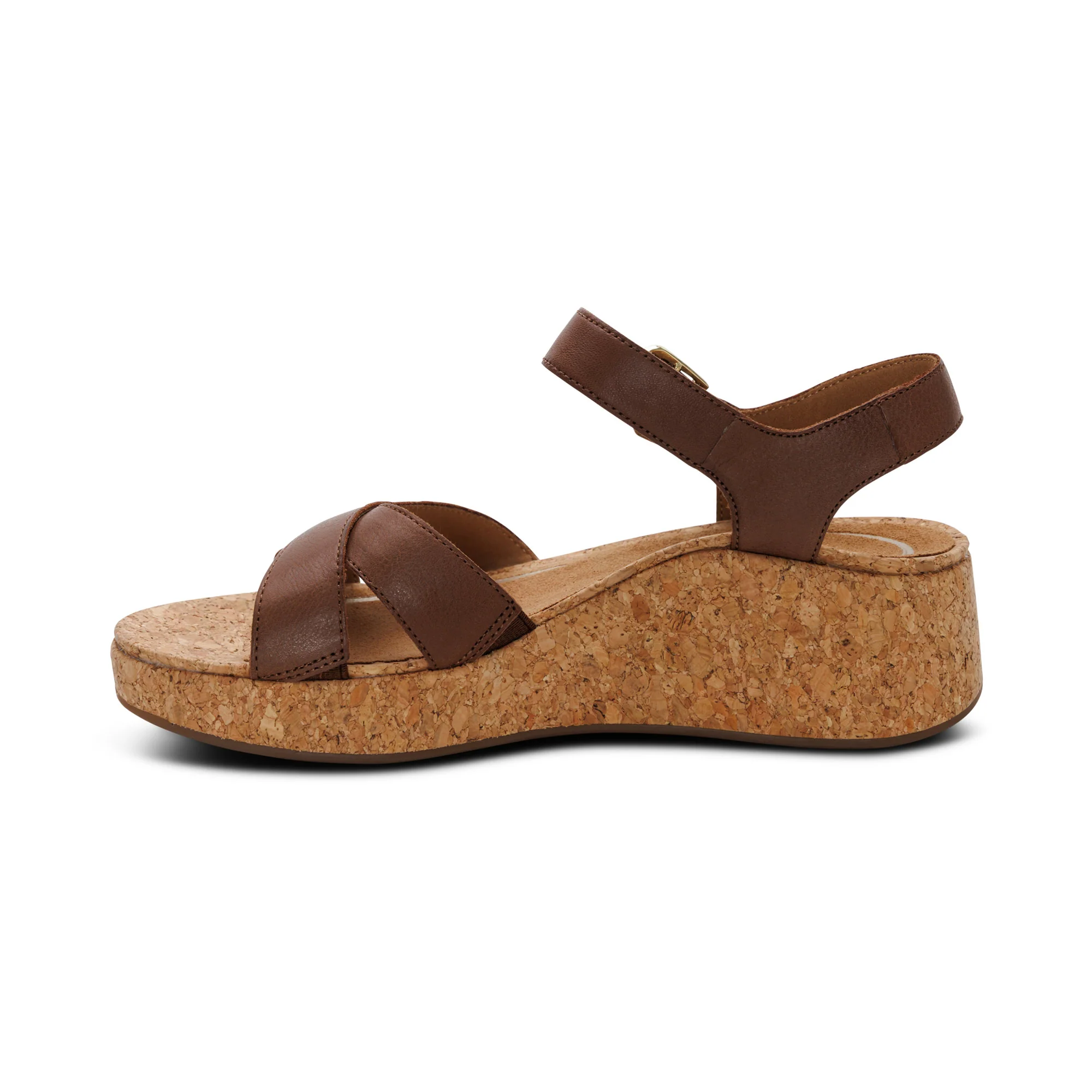 Flora Adjustable Quarter Strap Wedge - Brown - Image 4