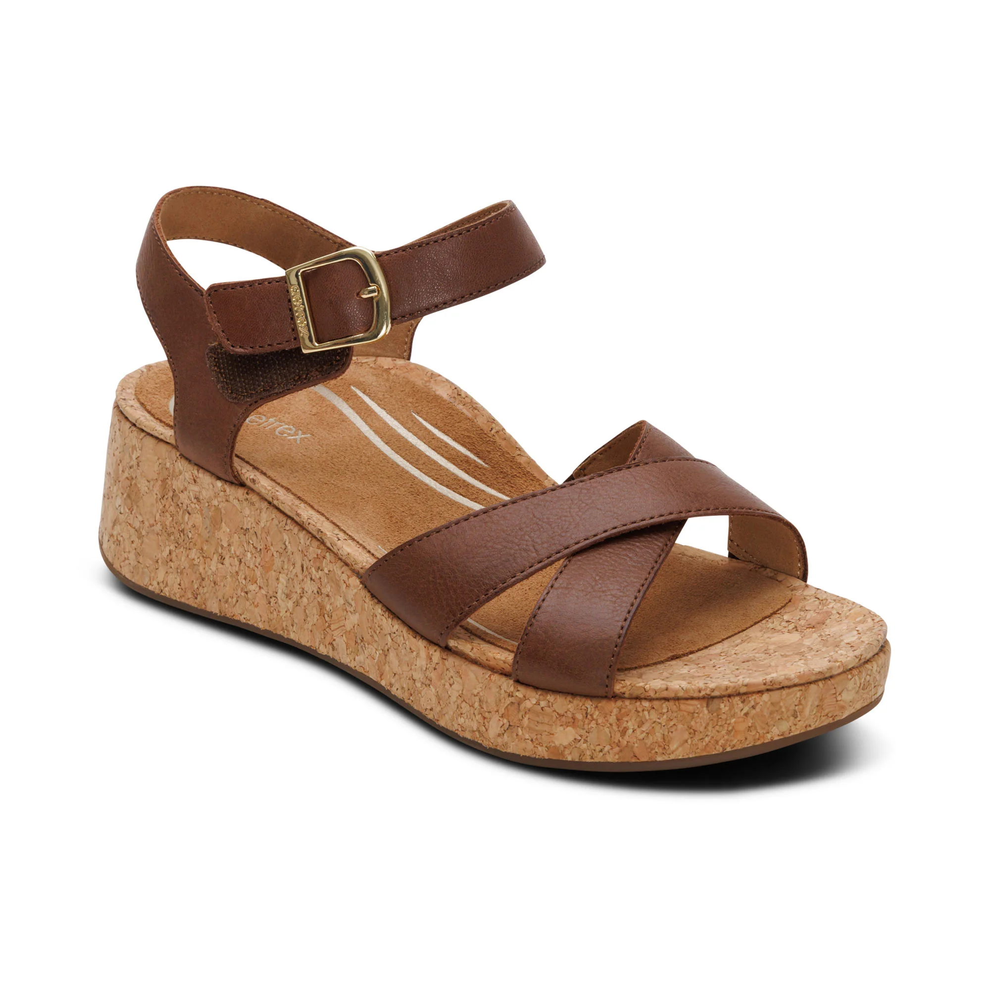 Flora Adjustable Quarter Strap Wedge - Brown - Image 7