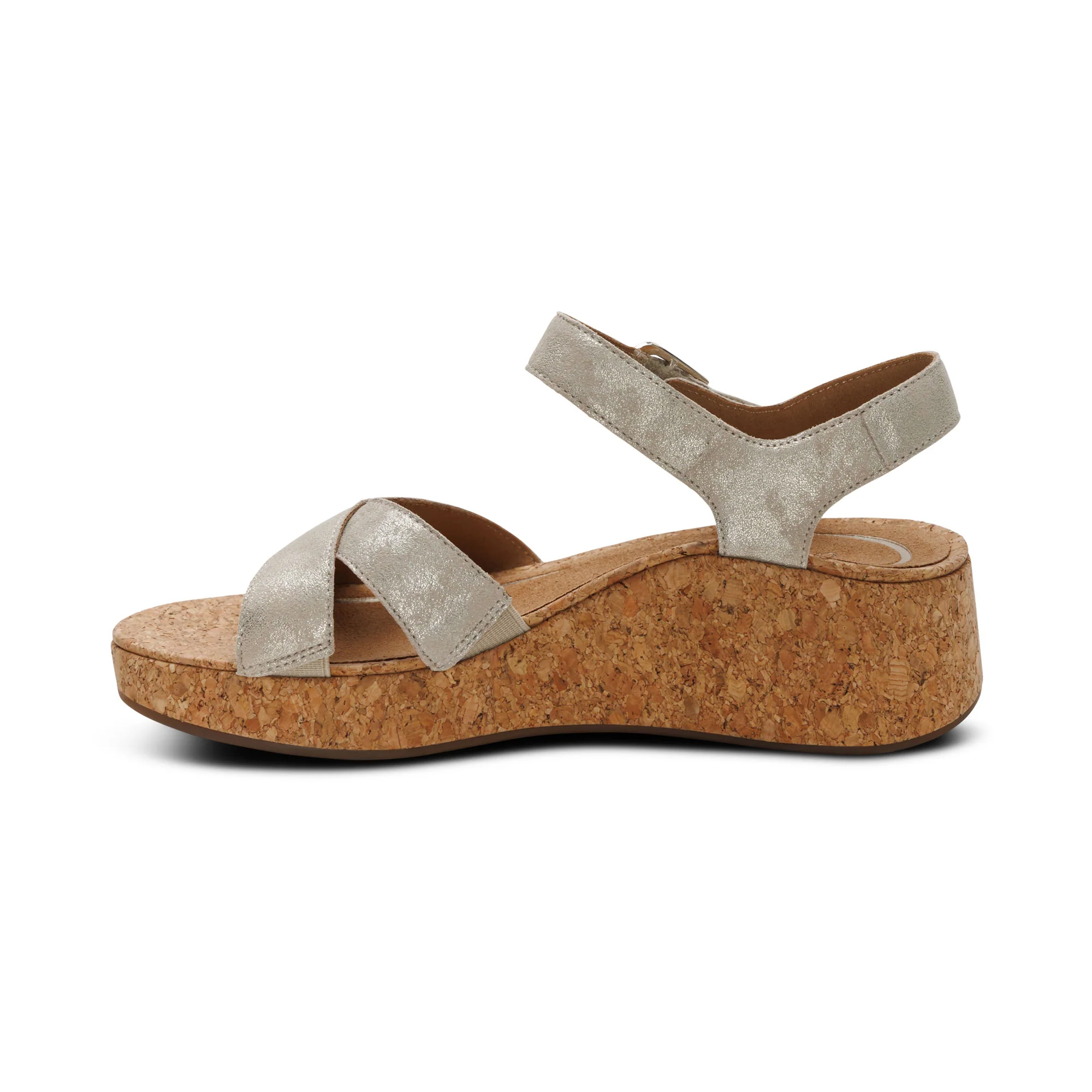 Flora Adjustable Quarter Strap Wedge - Champagne - Image 4