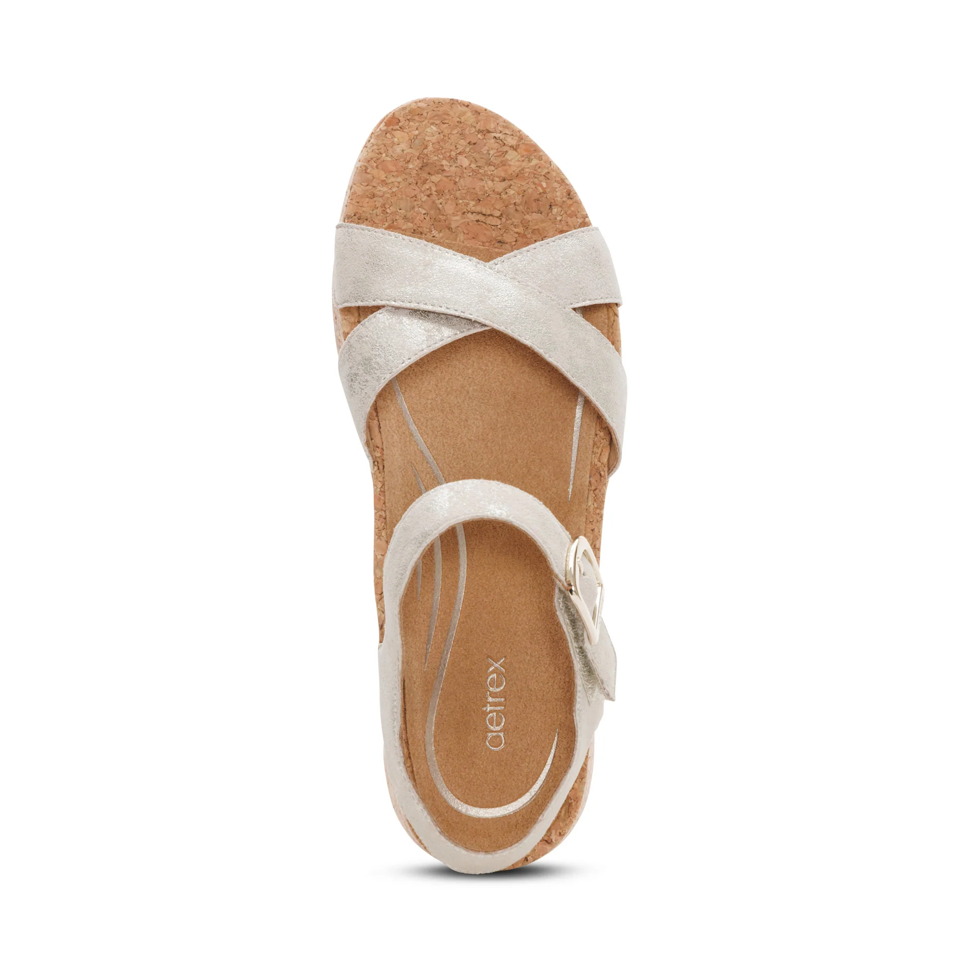 Flora Adjustable Quarter Strap Wedge - Champagne - Image 5