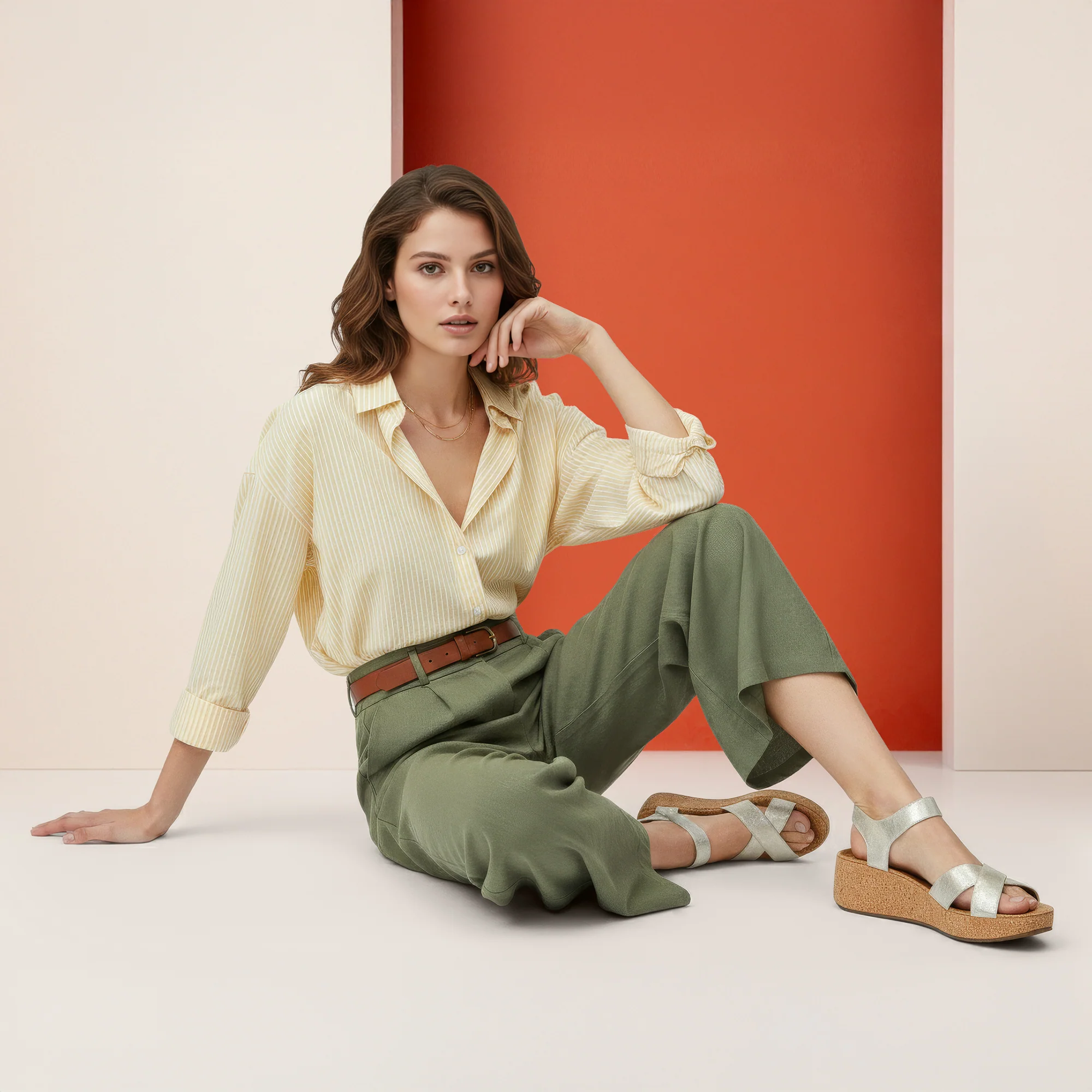 Flora Adjustable Quarter Strap Wedge - Champagne - Image 8