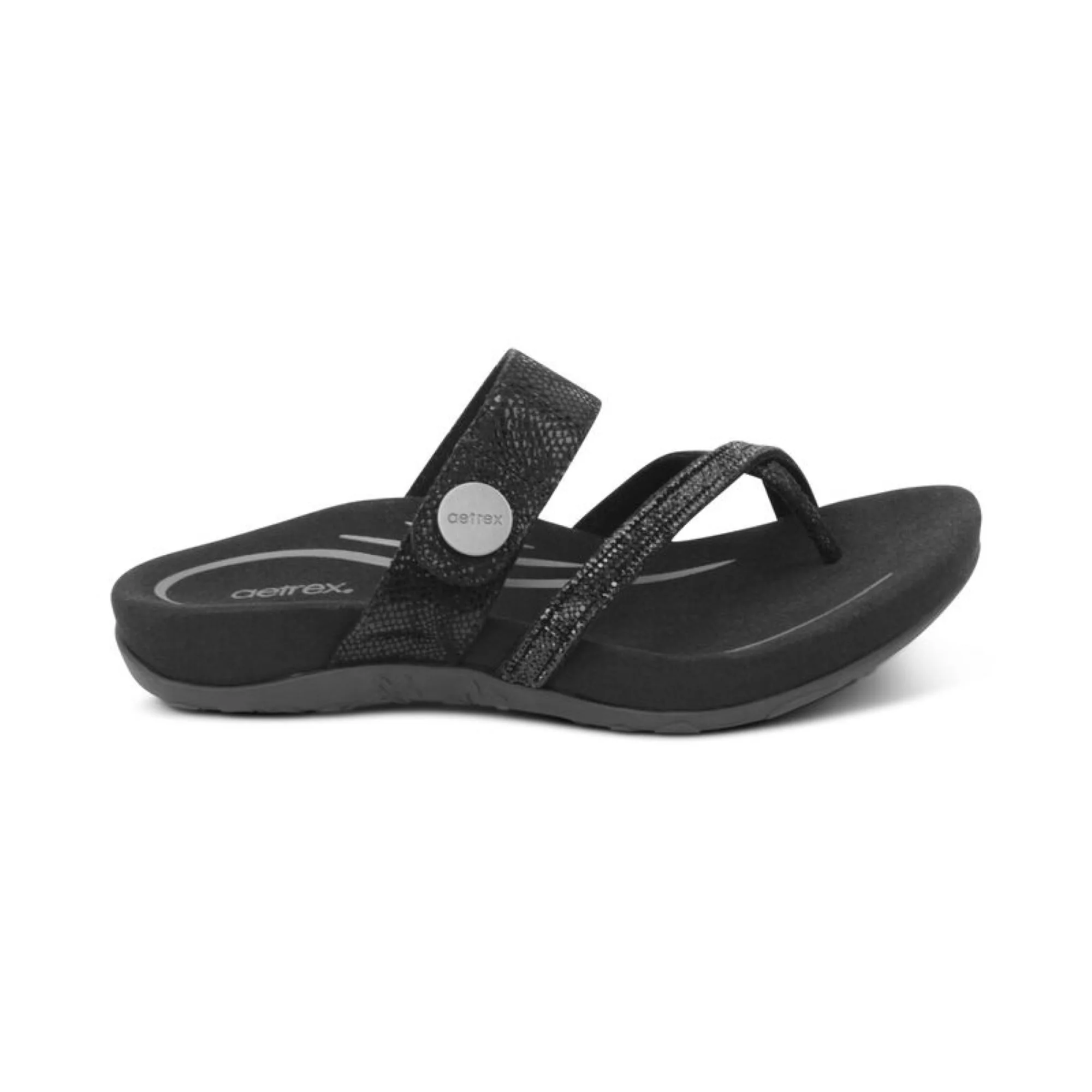 Izzy Adjustable Slide Sandal - Black Sparkle - Image 2