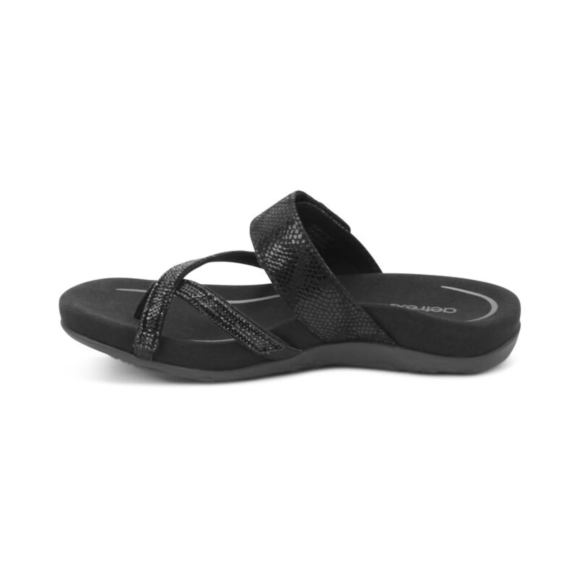Izzy Adjustable Slide Sandal - Black Sparkle - Image 4