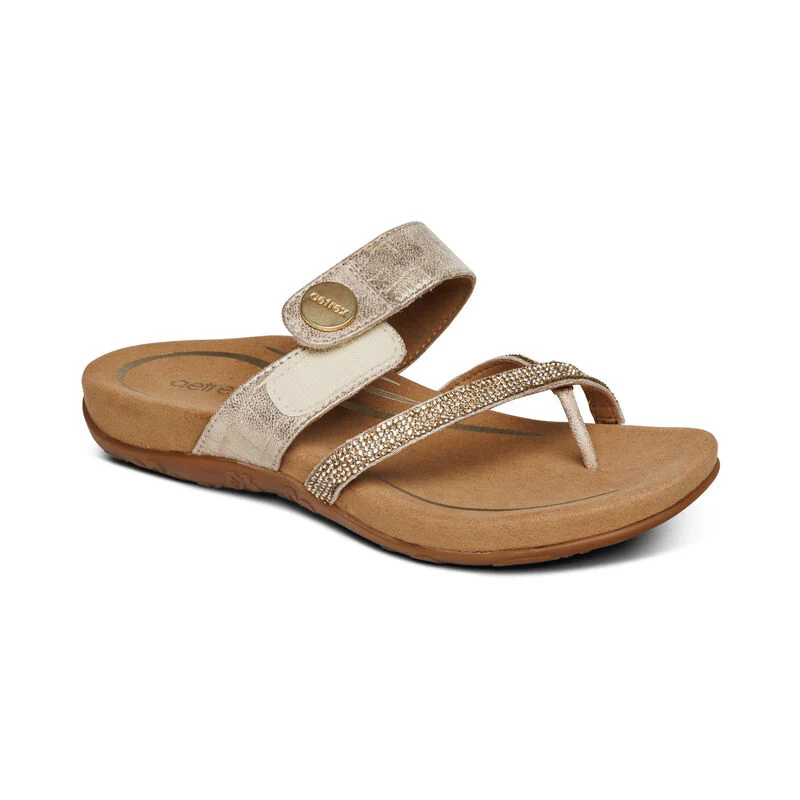 Izzy Adjustable Slide Sandal - Gold - Image 9
