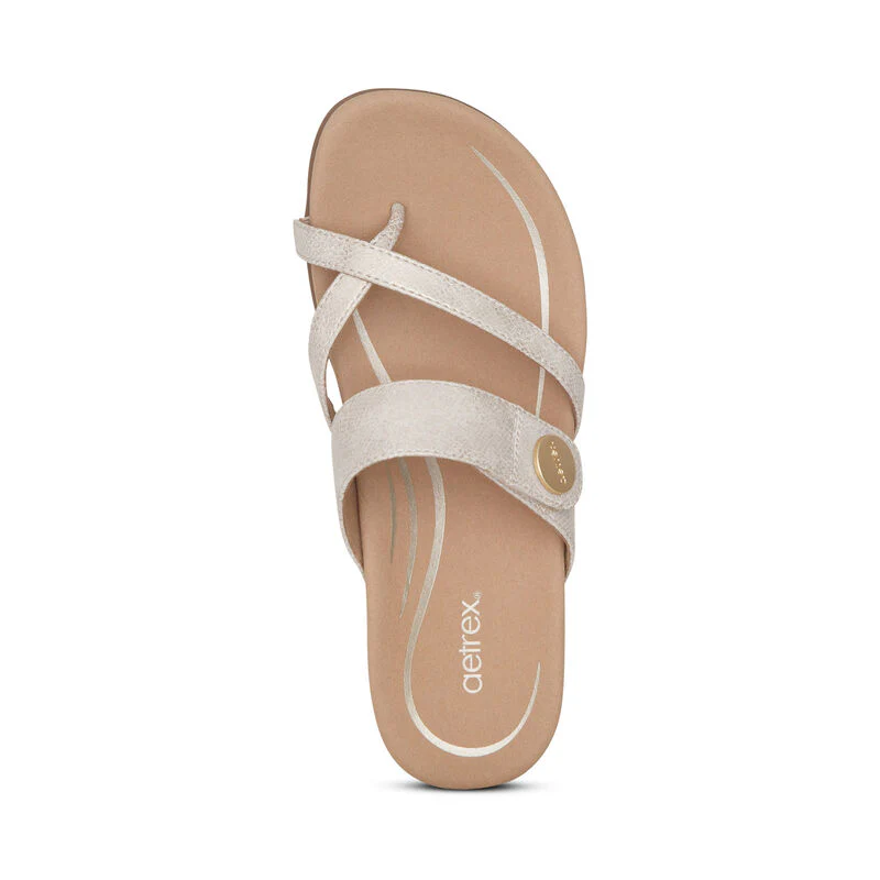 Izzy Adjustable Slide Sandal - Light Gold - Image 4
