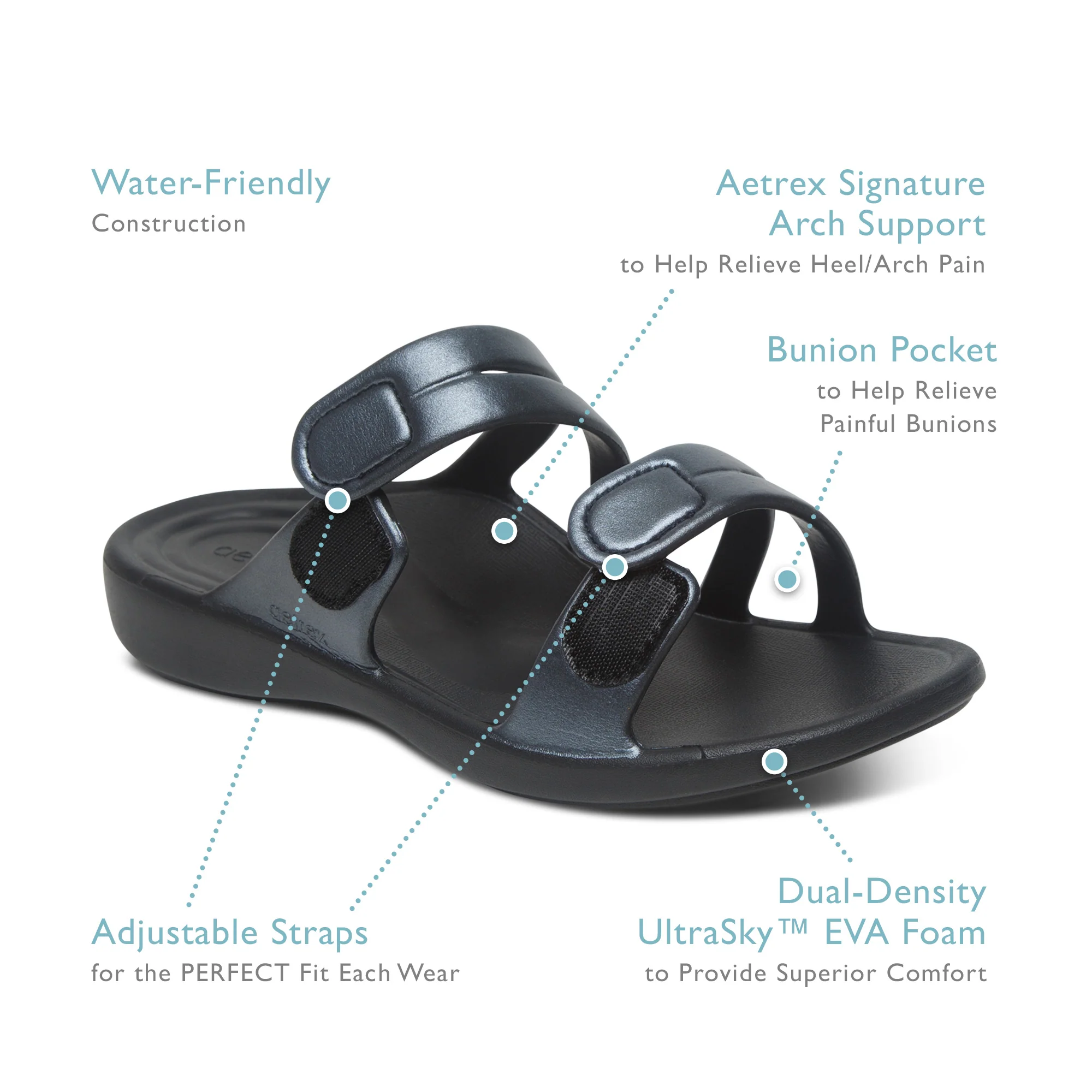 Janey Sport Slide - Navy - Image 5