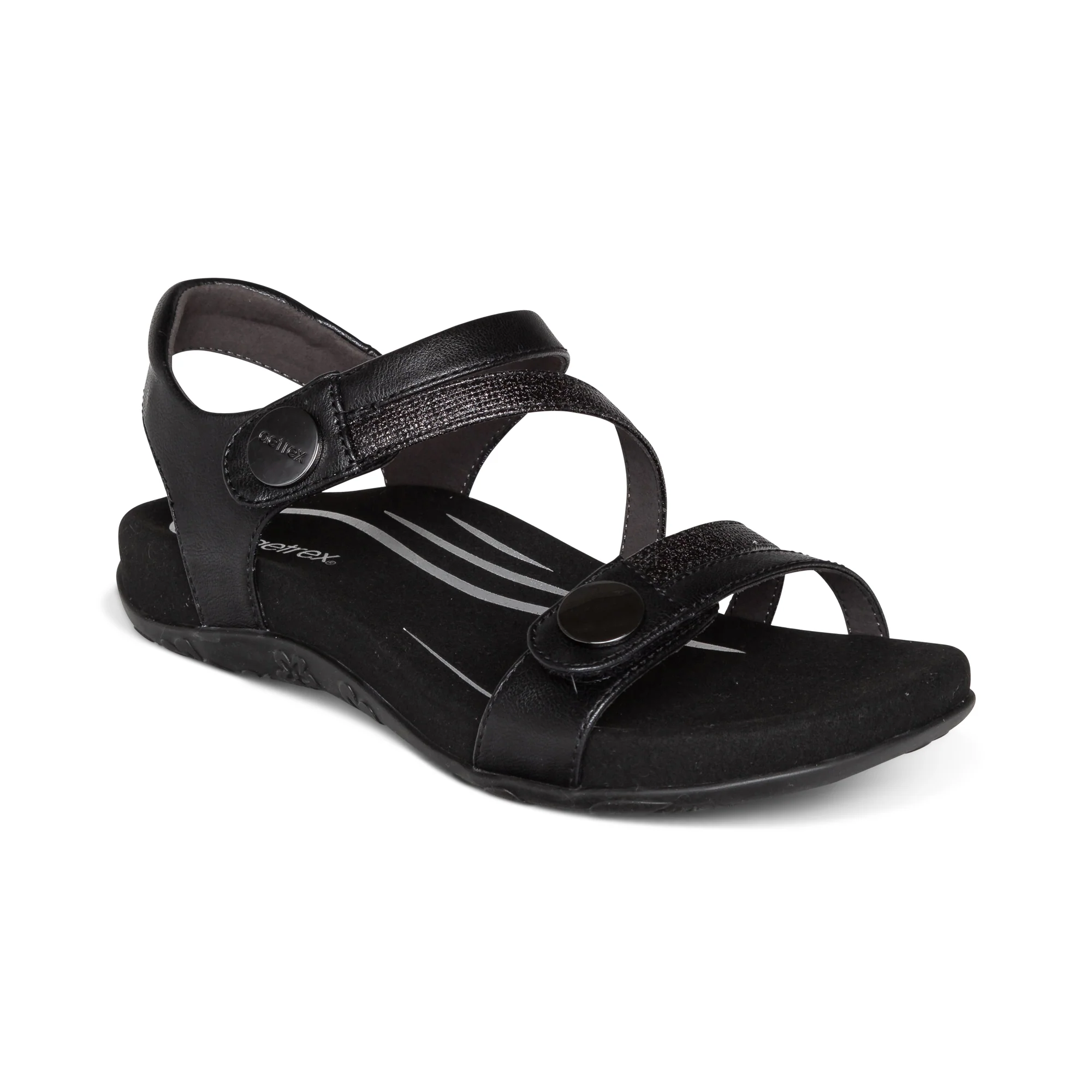 Jess Adjustable Quarter Strap Sandal - Black