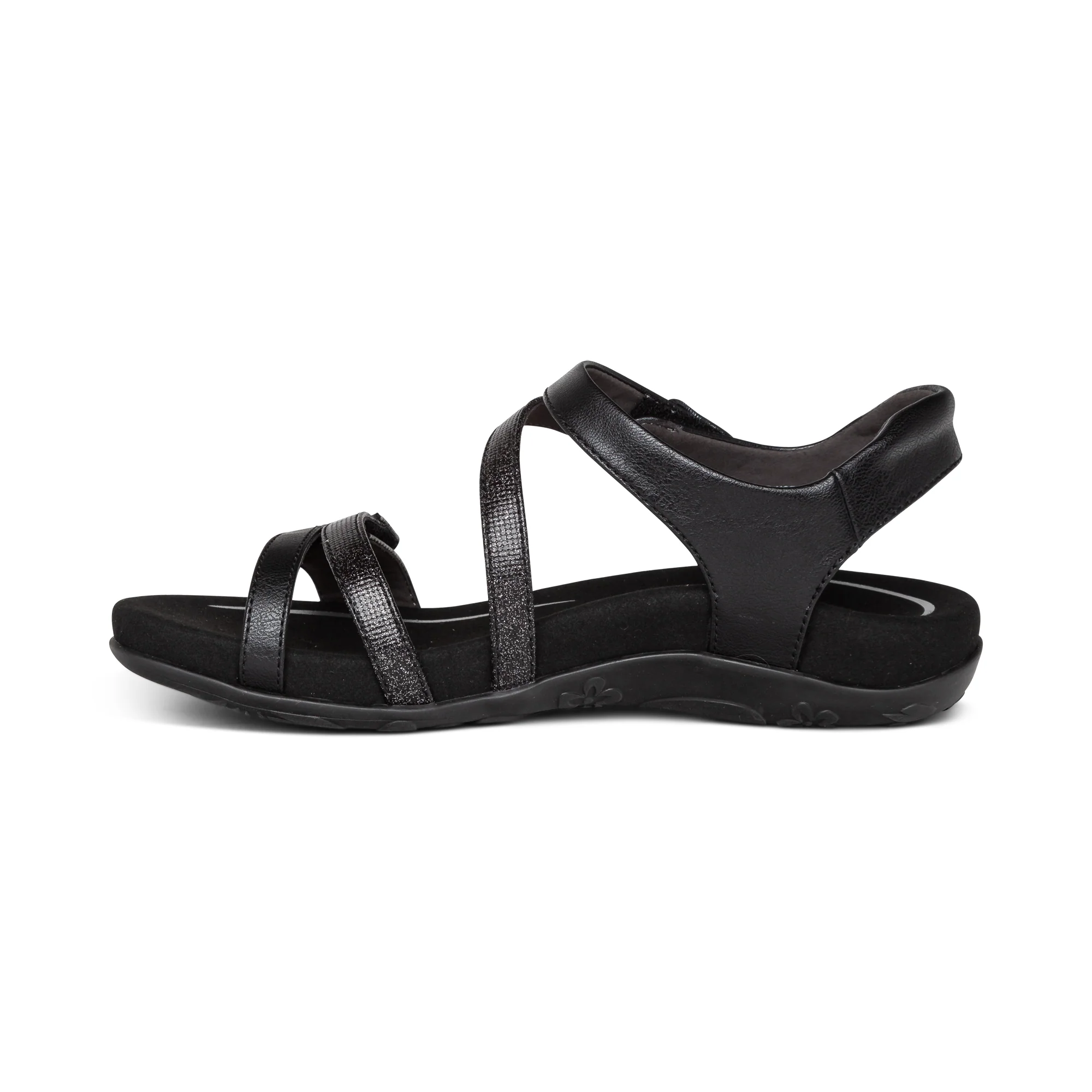 Jess Adjustable Quarter Strap Sandal - Black - Image 4