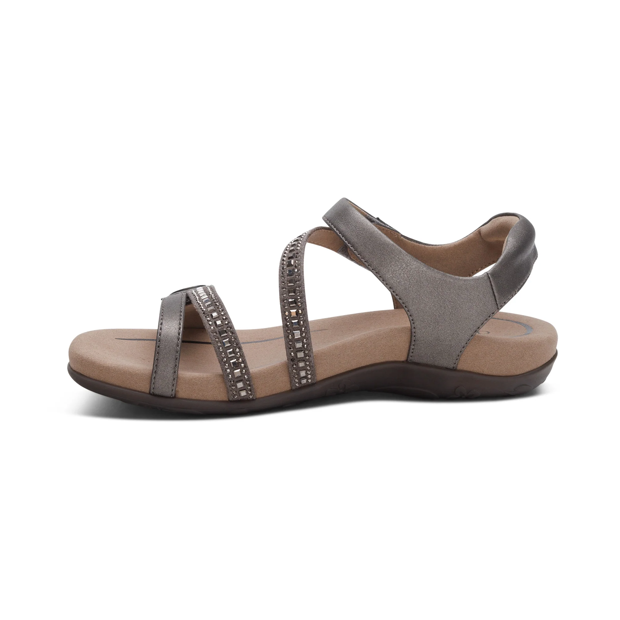 Jess Adjustable Quarter Strap Sandal - Pewter Sparkle - Image 4