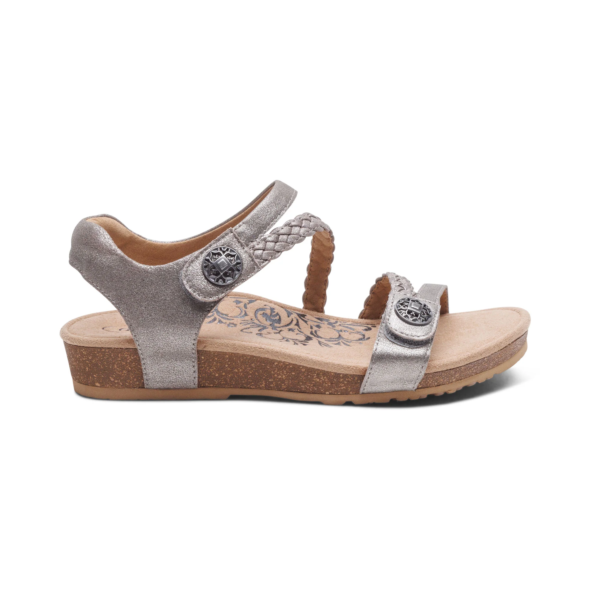Jillian Braided Quarter Strap Sandal - Brushed Silver - Image 2