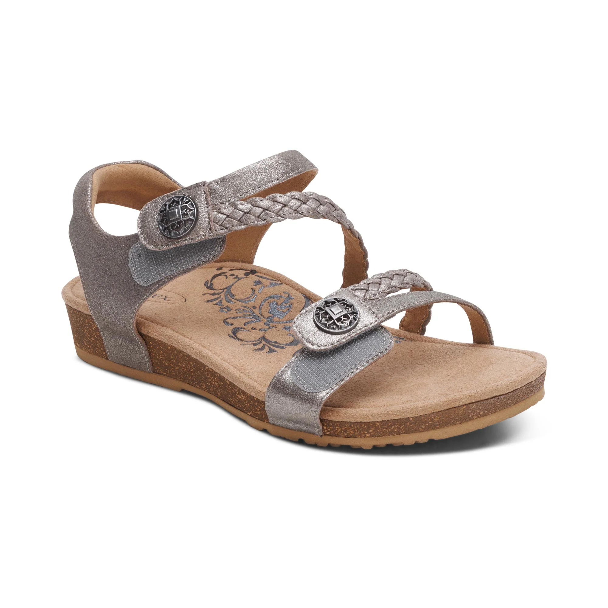 Jillian Braided Quarter Strap Sandal - Brushed Silver - Image 7