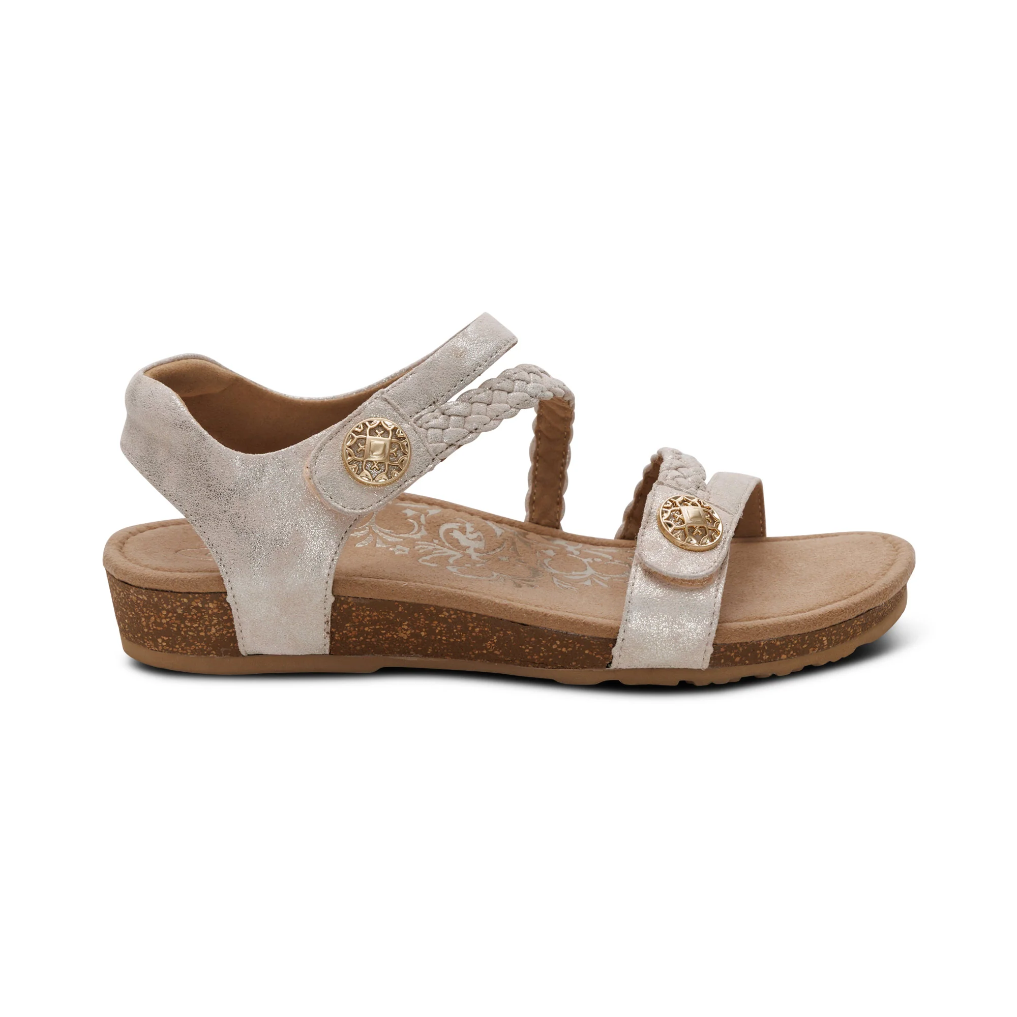 Jillian Braided Quarter Strap Sandal - Champagne - Image 2