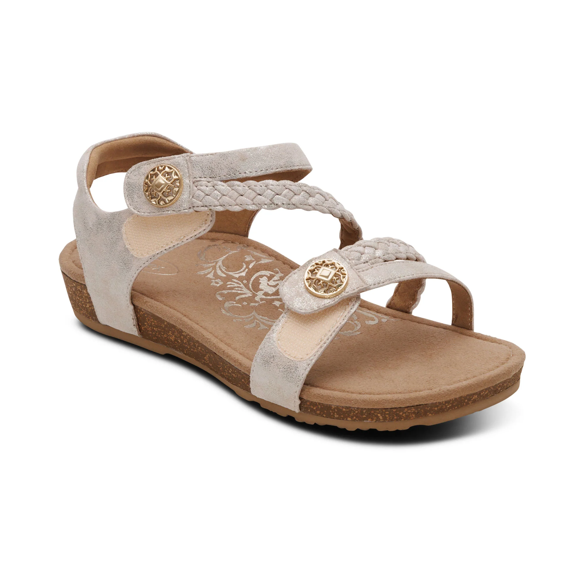 Jillian Braided Quarter Strap Sandal - Champagne - Image 7