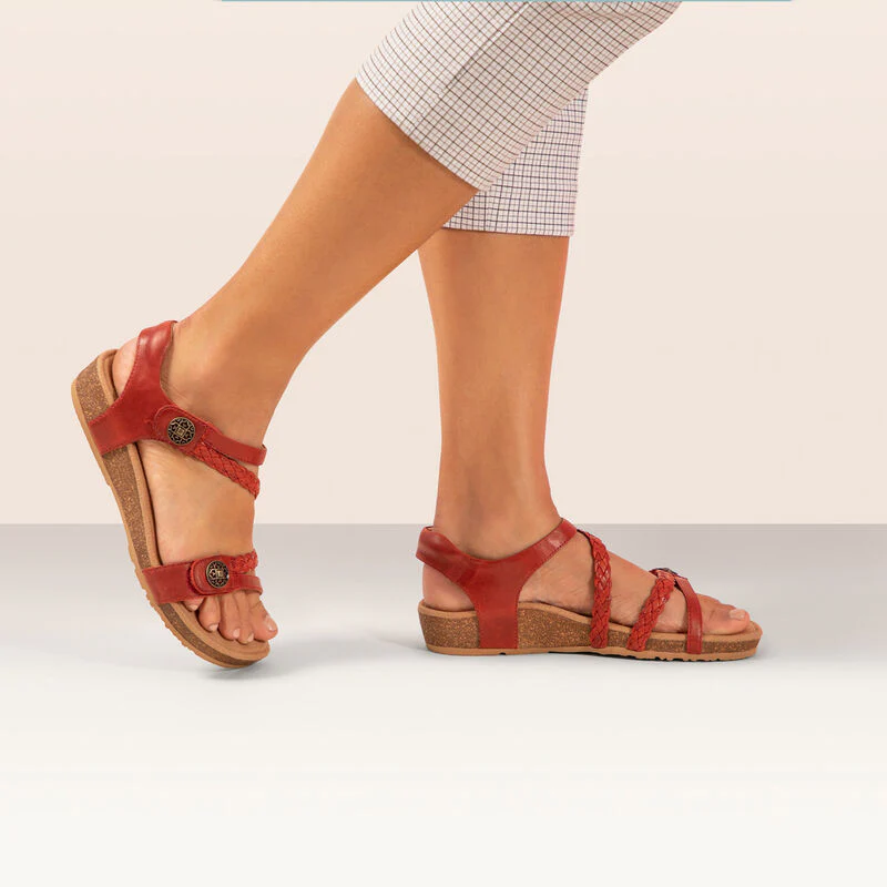 Jillian Braided Quarter Strap Sandal - Red - Image 10