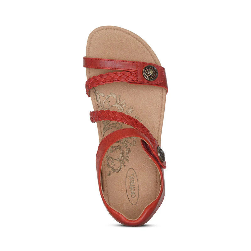 Jillian Braided Quarter Strap Sandal - Red - Image 5