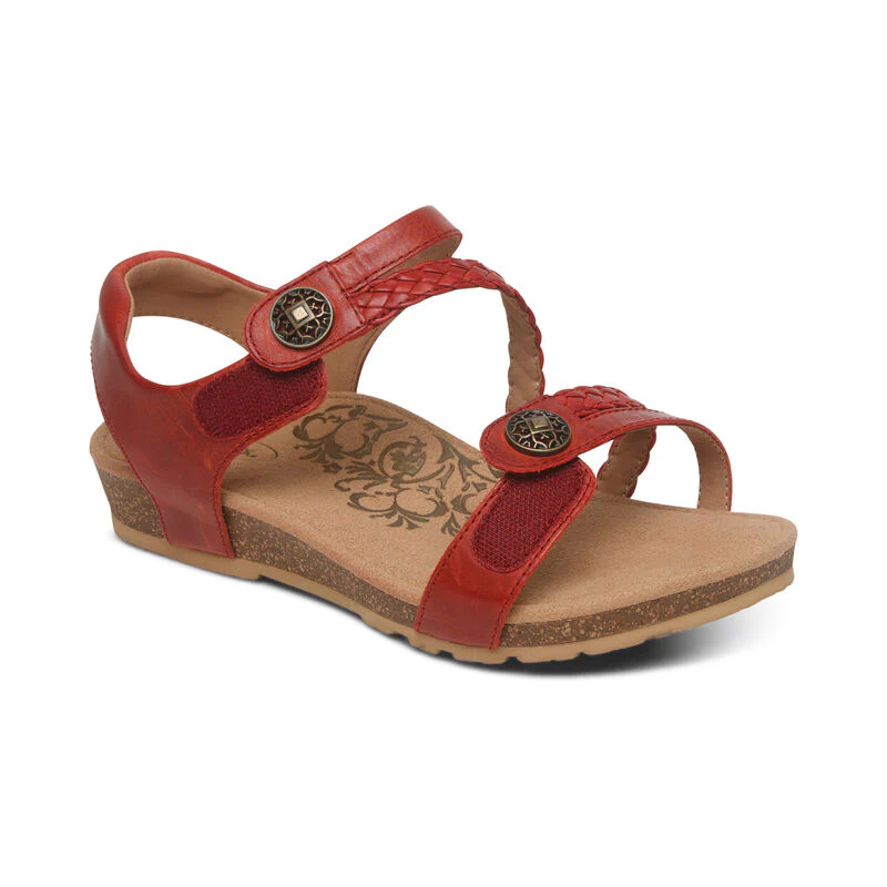 Jillian Braided Quarter Strap Sandal - Red - Image 9
