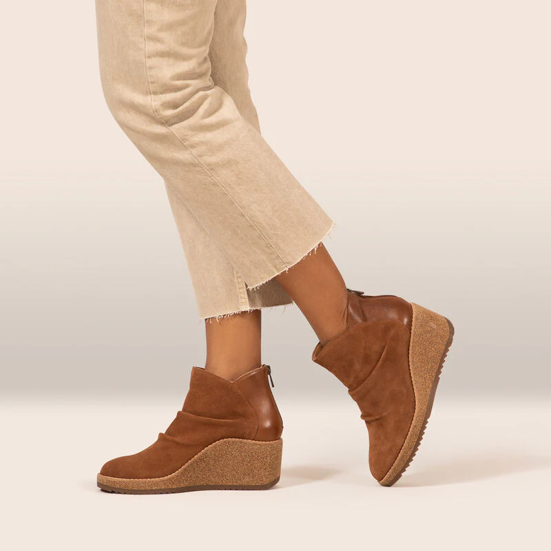 Kara Ankle Wedge Boot - Cognac - Image 8