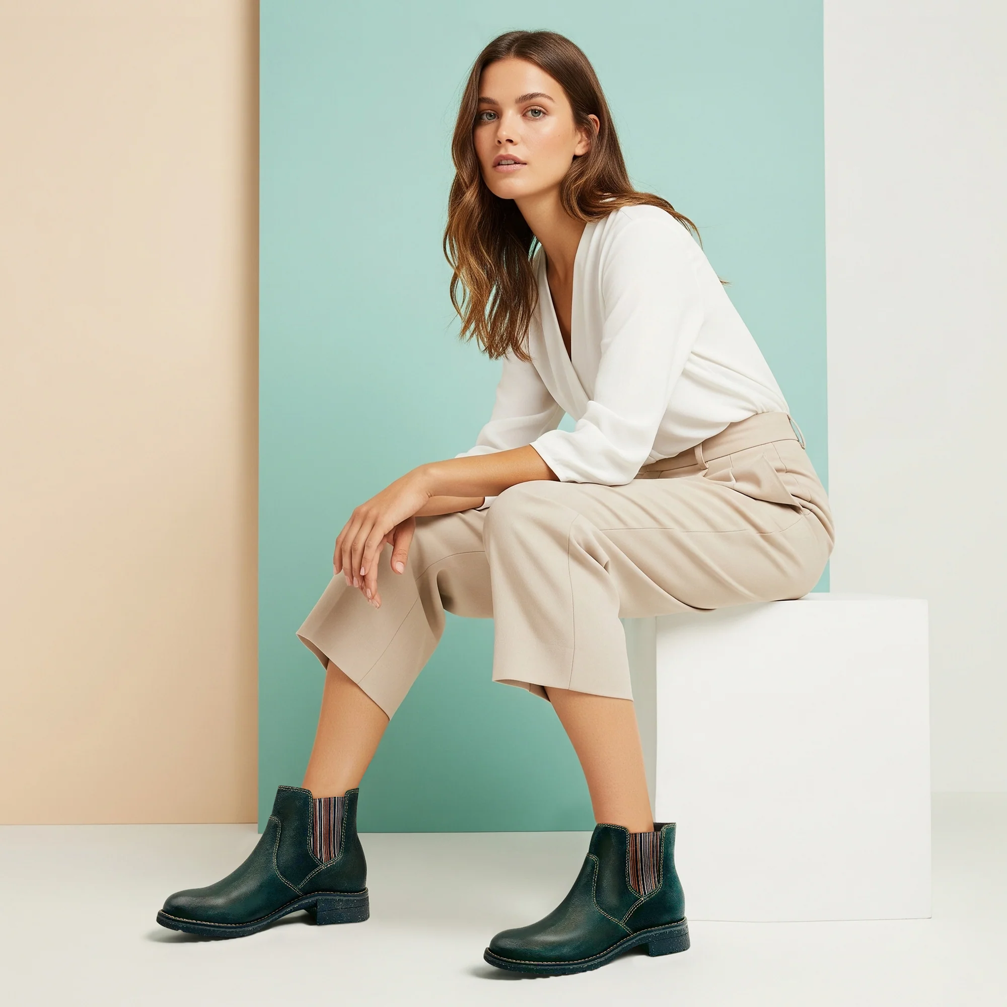 Kaylee Arch Support Chelsea Boot - Dark Green - Image 7