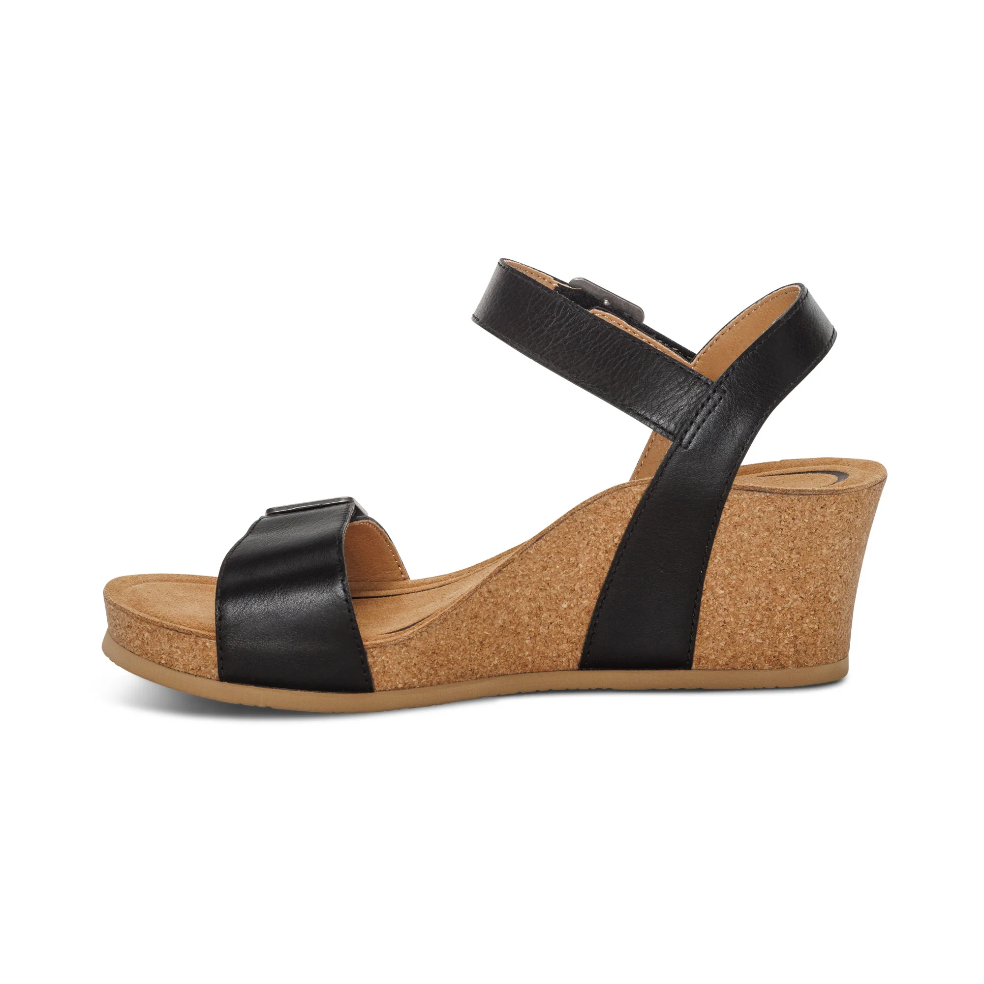 Lexa Quarter Strap Wedge - Black Leather - Image 4