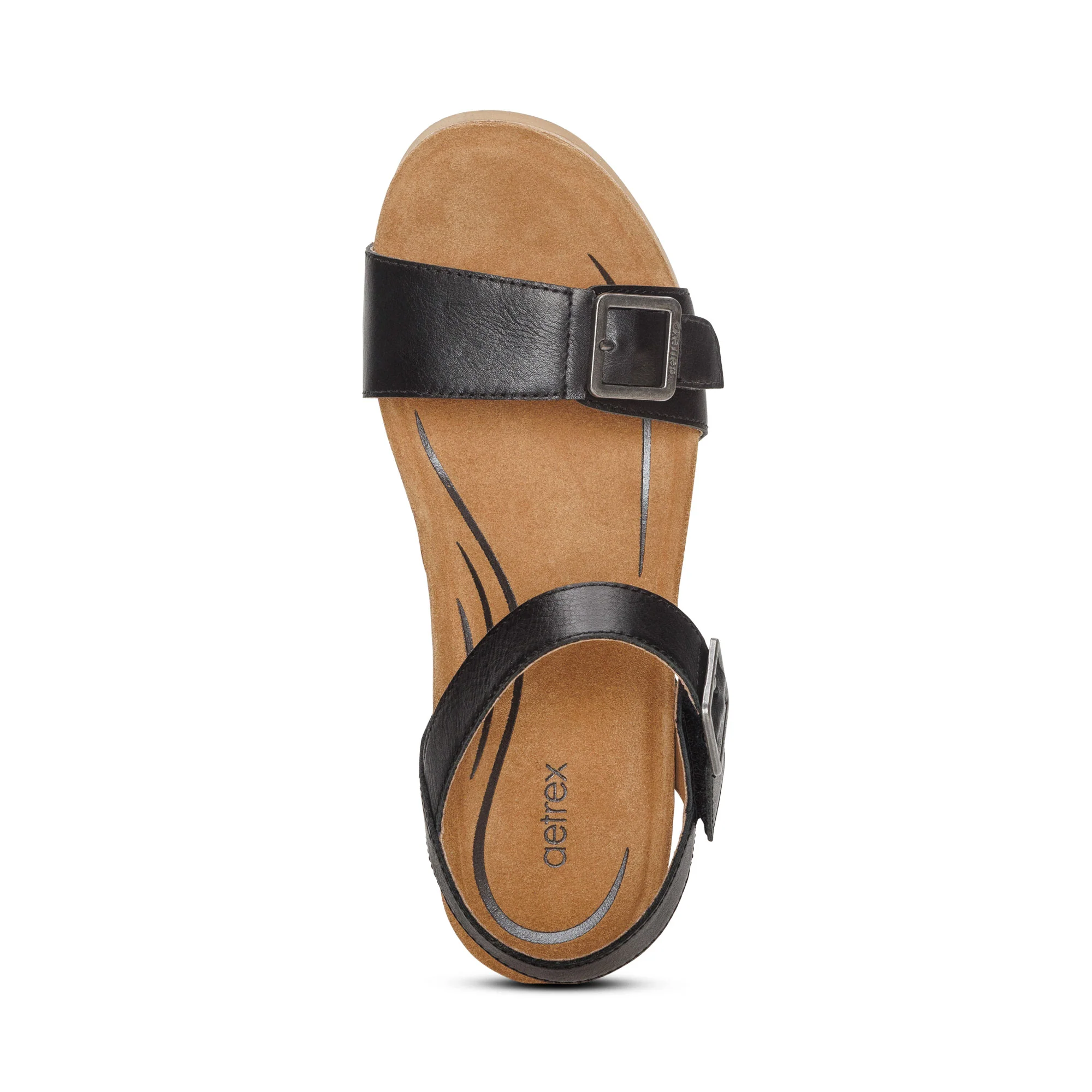 Lexa Quarter Strap Wedge - Black Leather - Image 5