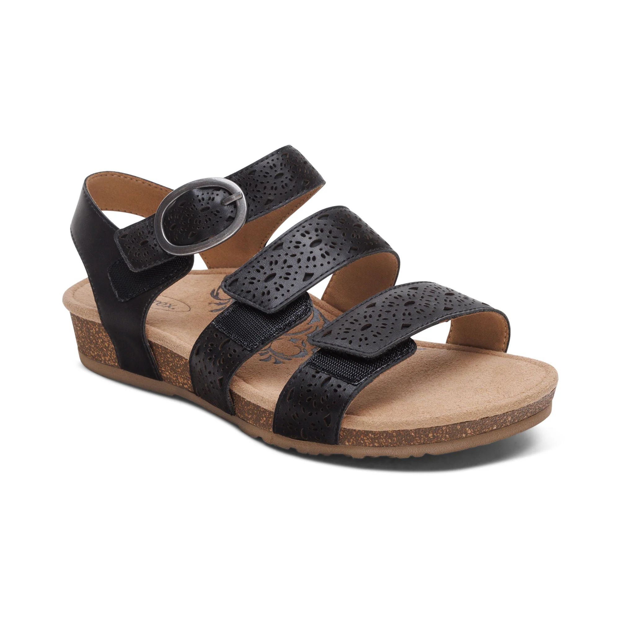 Lilly Adjustable Quarter Strap Sandal - Black Cutout - Image 7